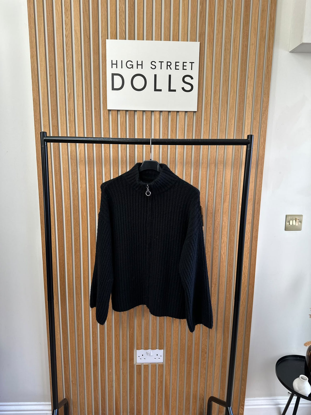Emily Oversized Knitted Zip-Up Cardigan with Bell Sleeves & Funnel Neckline – Autumn Winter Knitwear