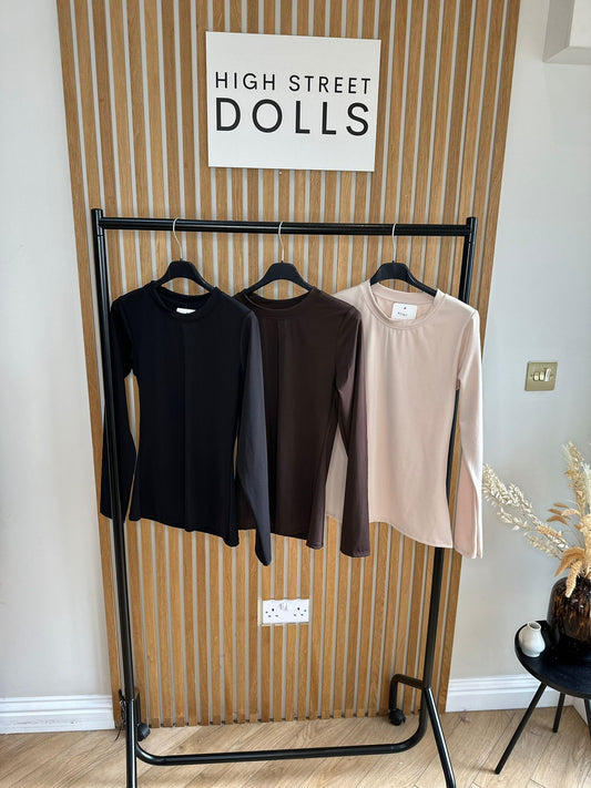 Minnie Long Sleeve Fitted T Shirt Round Neckline Summer Fashion
