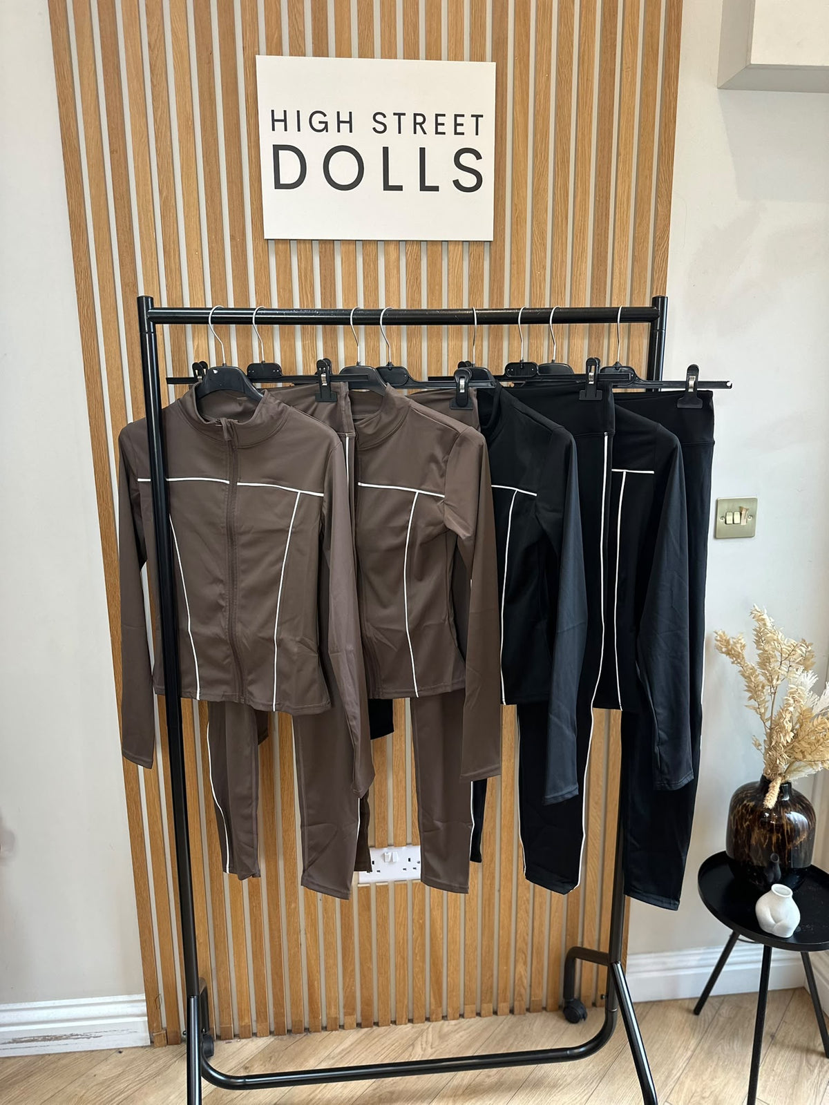 Alora Fitted Lycra Gym Set | Zip-Up Jacket & Leggings with White Piping Detail