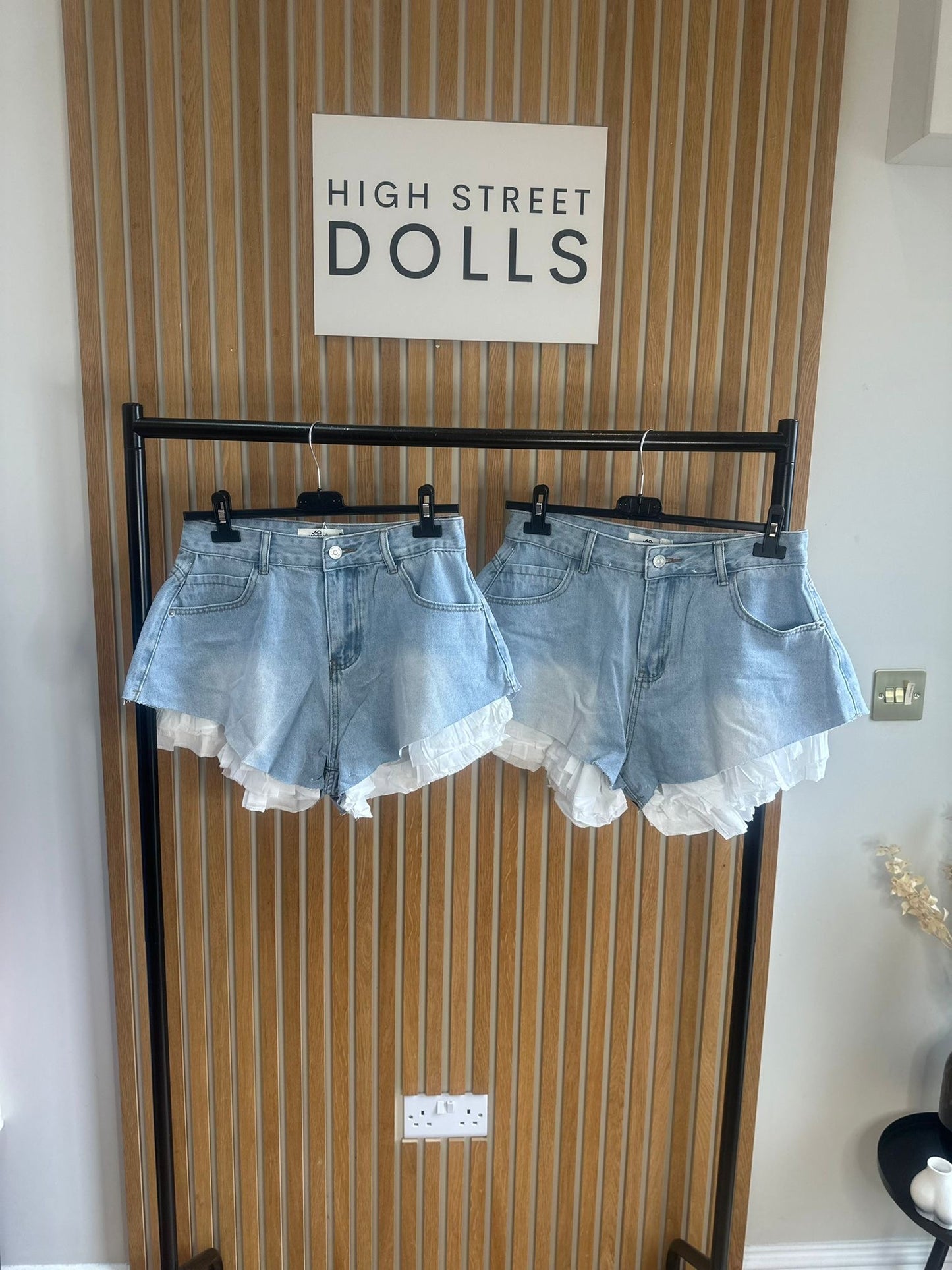 Polly Denim Shorts Denim Shorts with Ruffles Frilly High Waisted Spring Summer Holiday