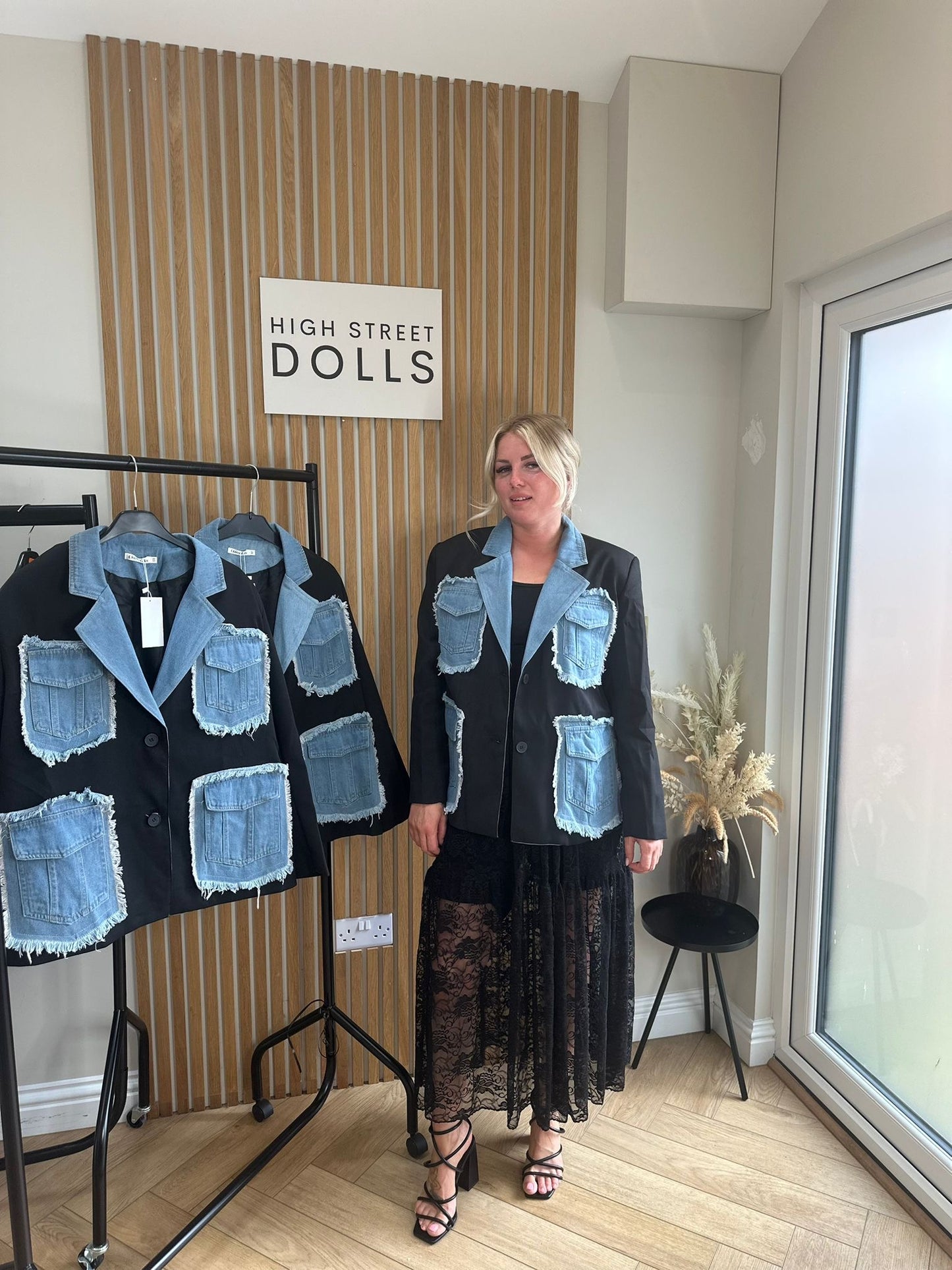 Hailey Blazer Denim Pockets Womens Jacket