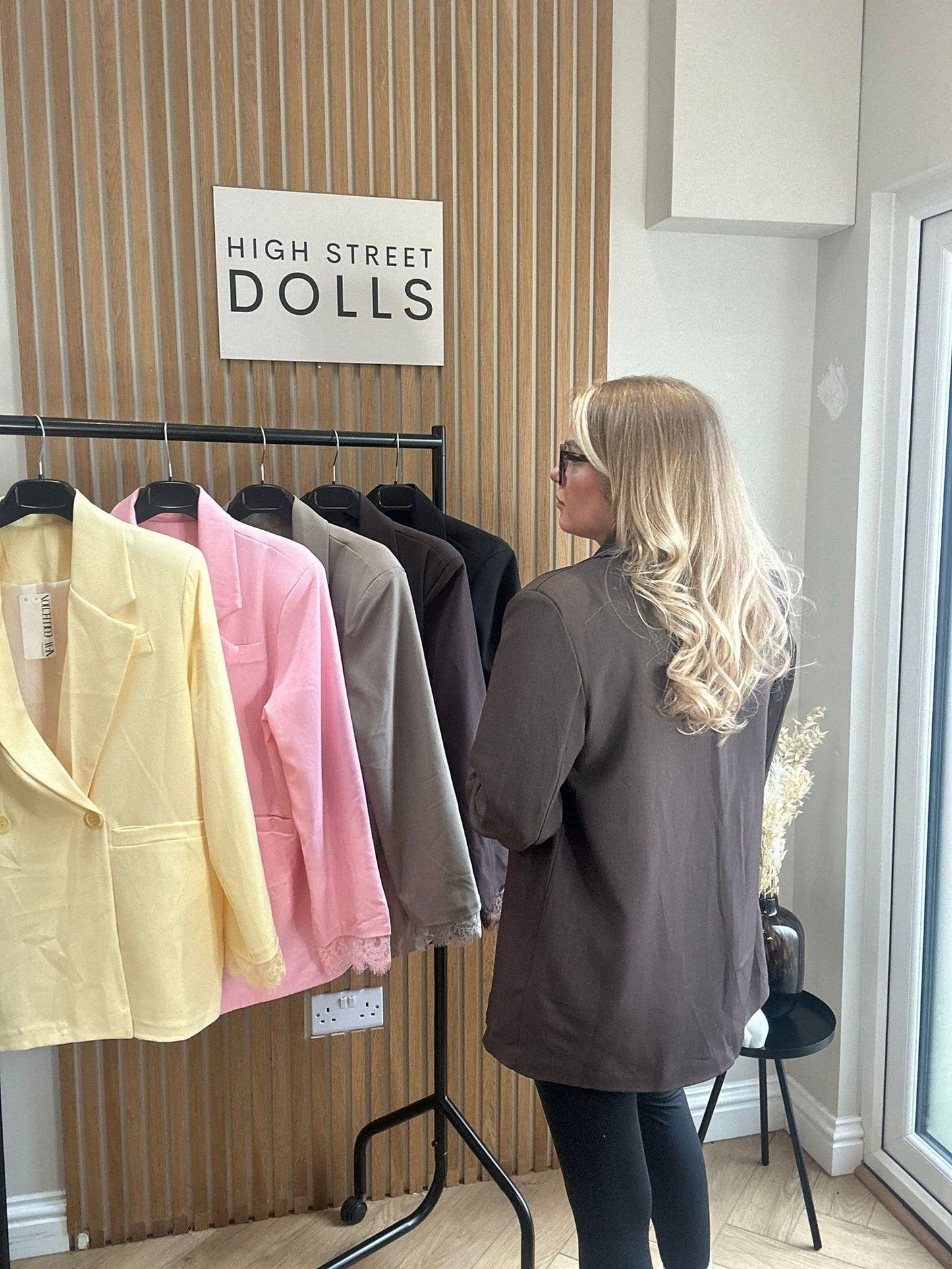 Roxy Oversized Blazer Lace Detail Single Breasted Daywear Evening Wear Winter Spring Summer Pastels