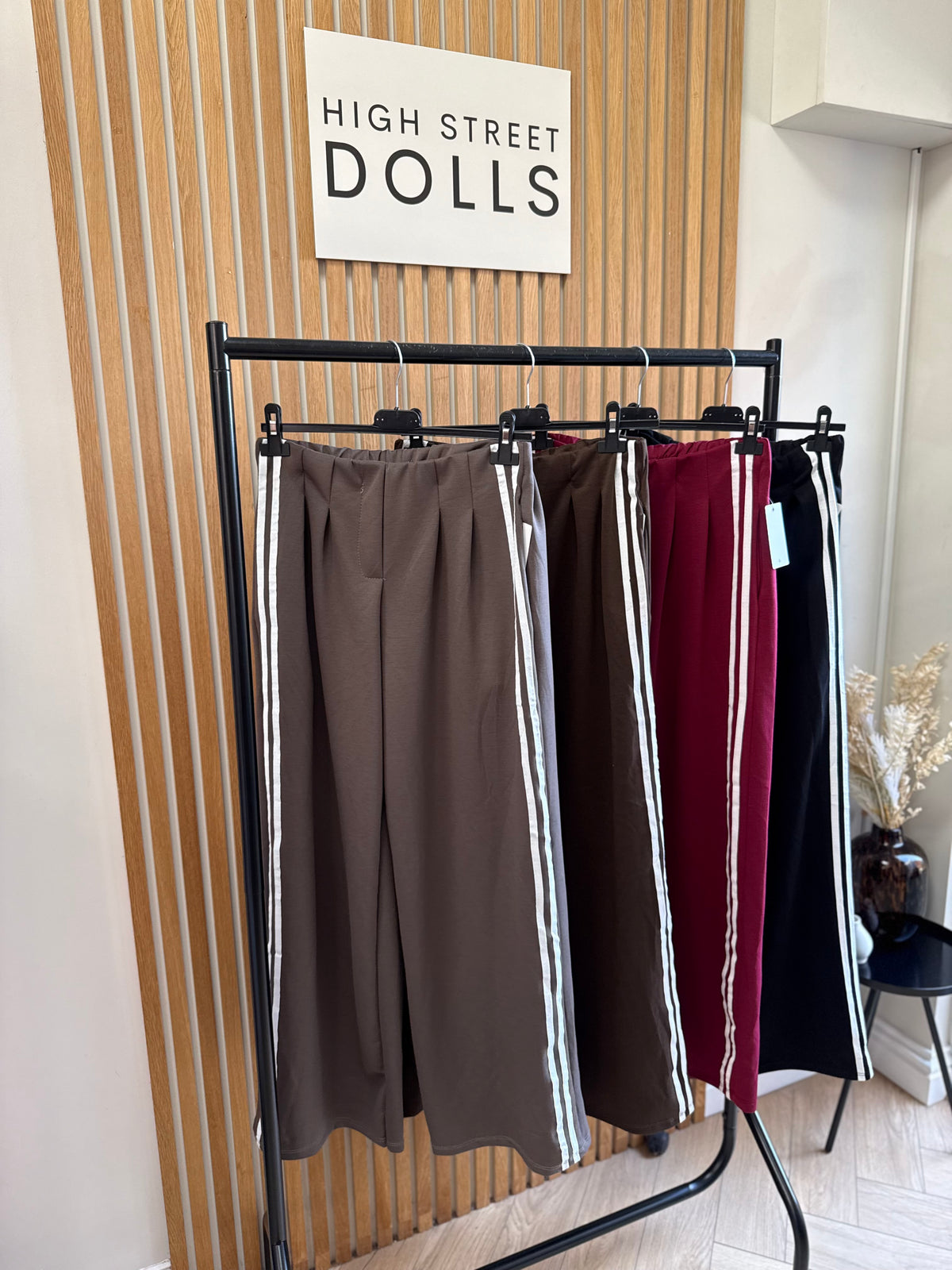 Nova Striped Wide-Leg Flare Trousers Joggers Statement Stripe Detail Spring Summer Autumn