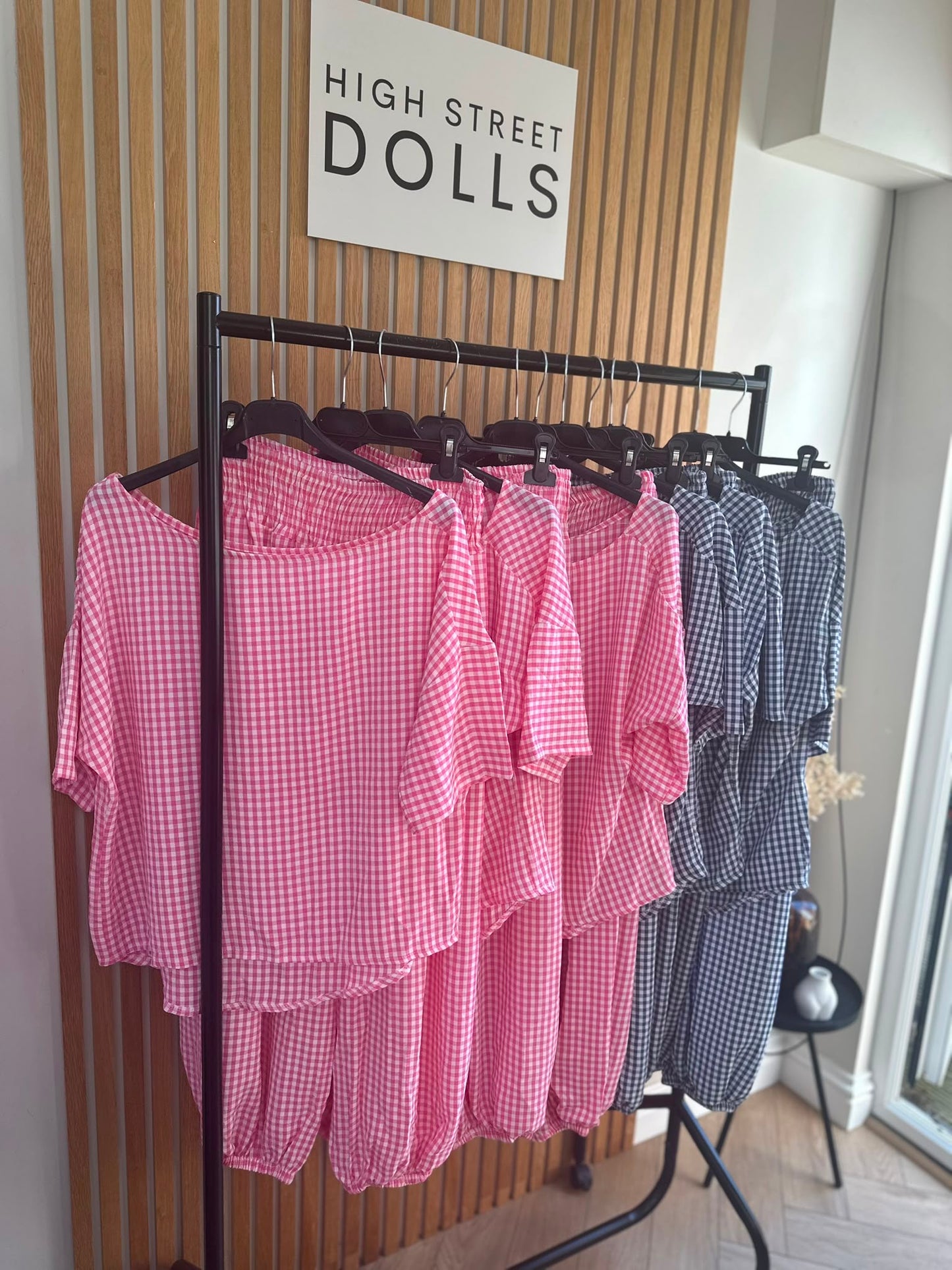 Shelley Gingham Co Ord Top and Trouser Set Summer Holiday Light Weight Material