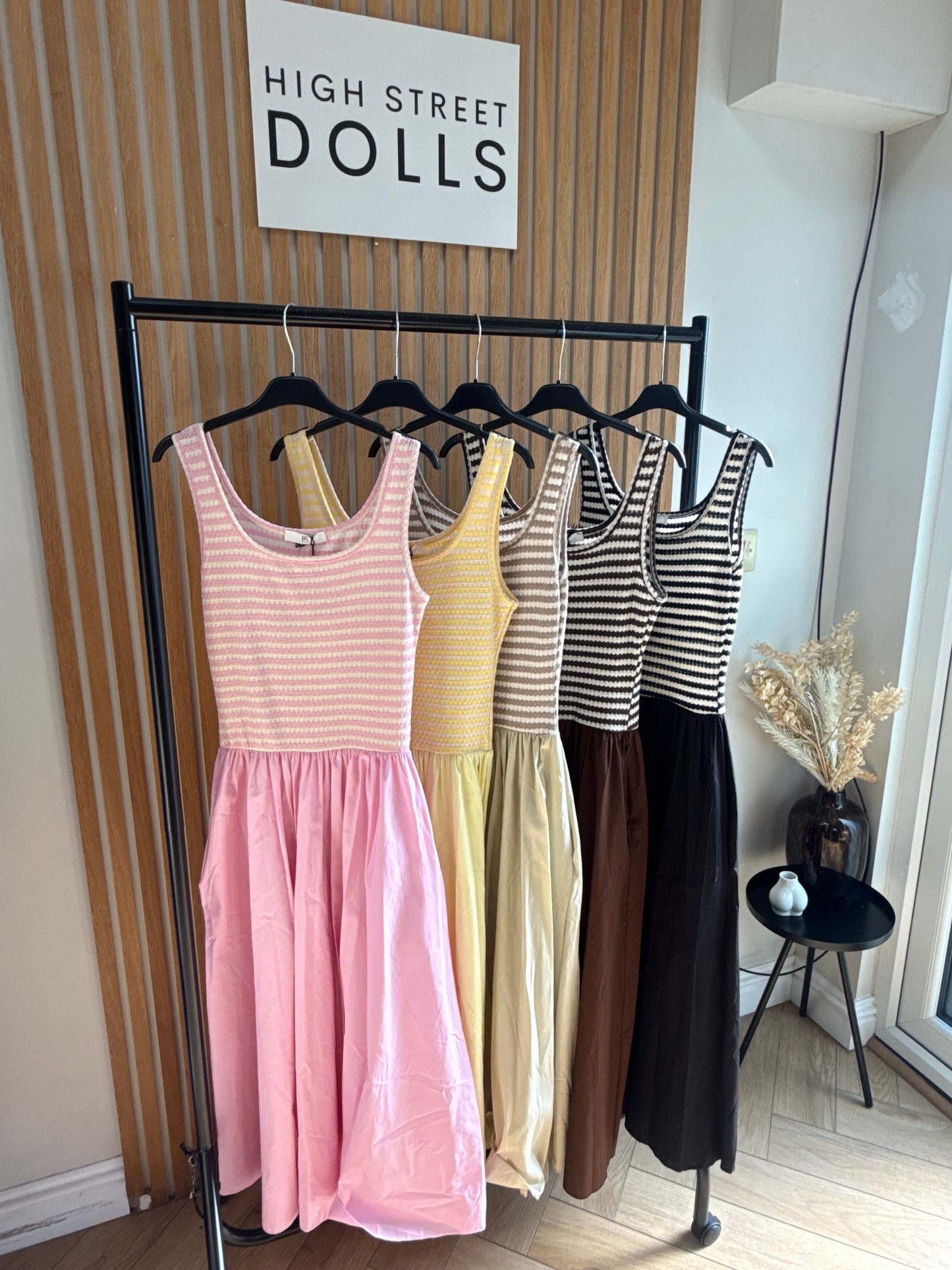 Sophia Maxi Dress Stripe Longline Gathered Skirt Ruffles Stretch Summer Holiday