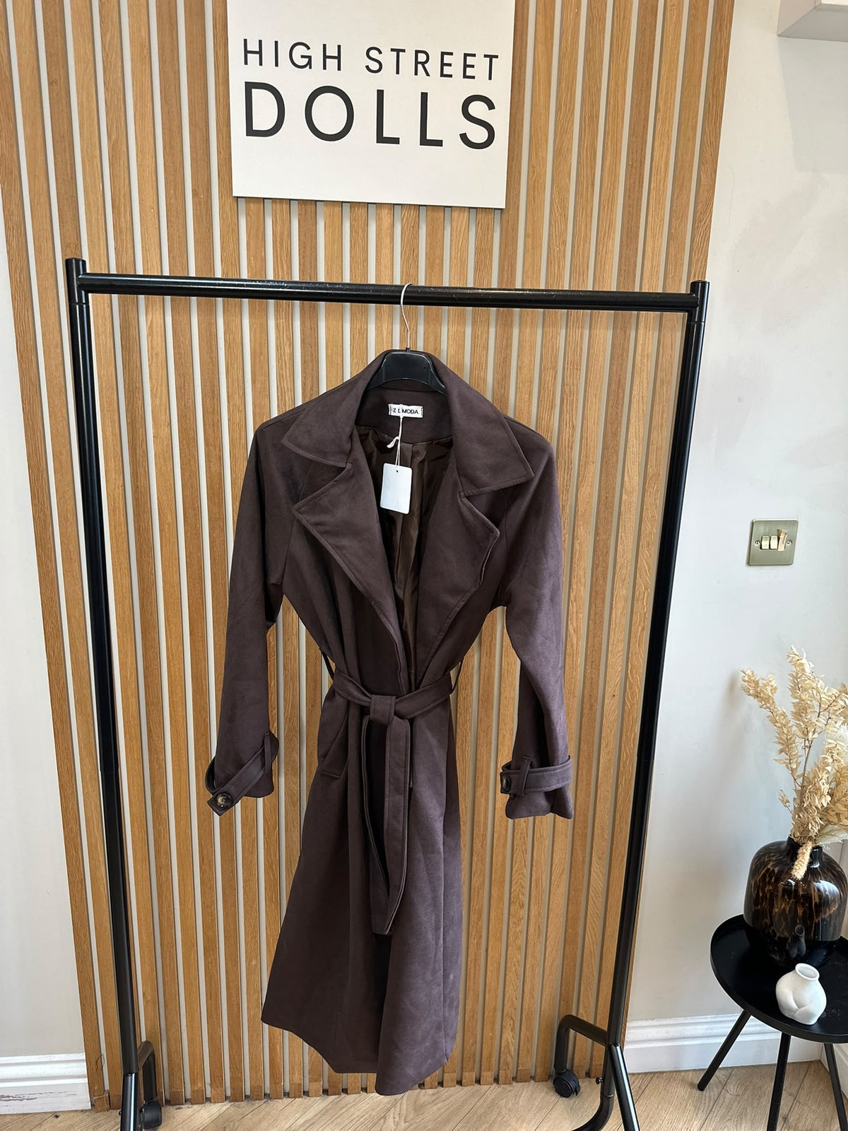 Aislinn Luxe Suede Midi Trench Coat – Autumn Winter Belted Jacket