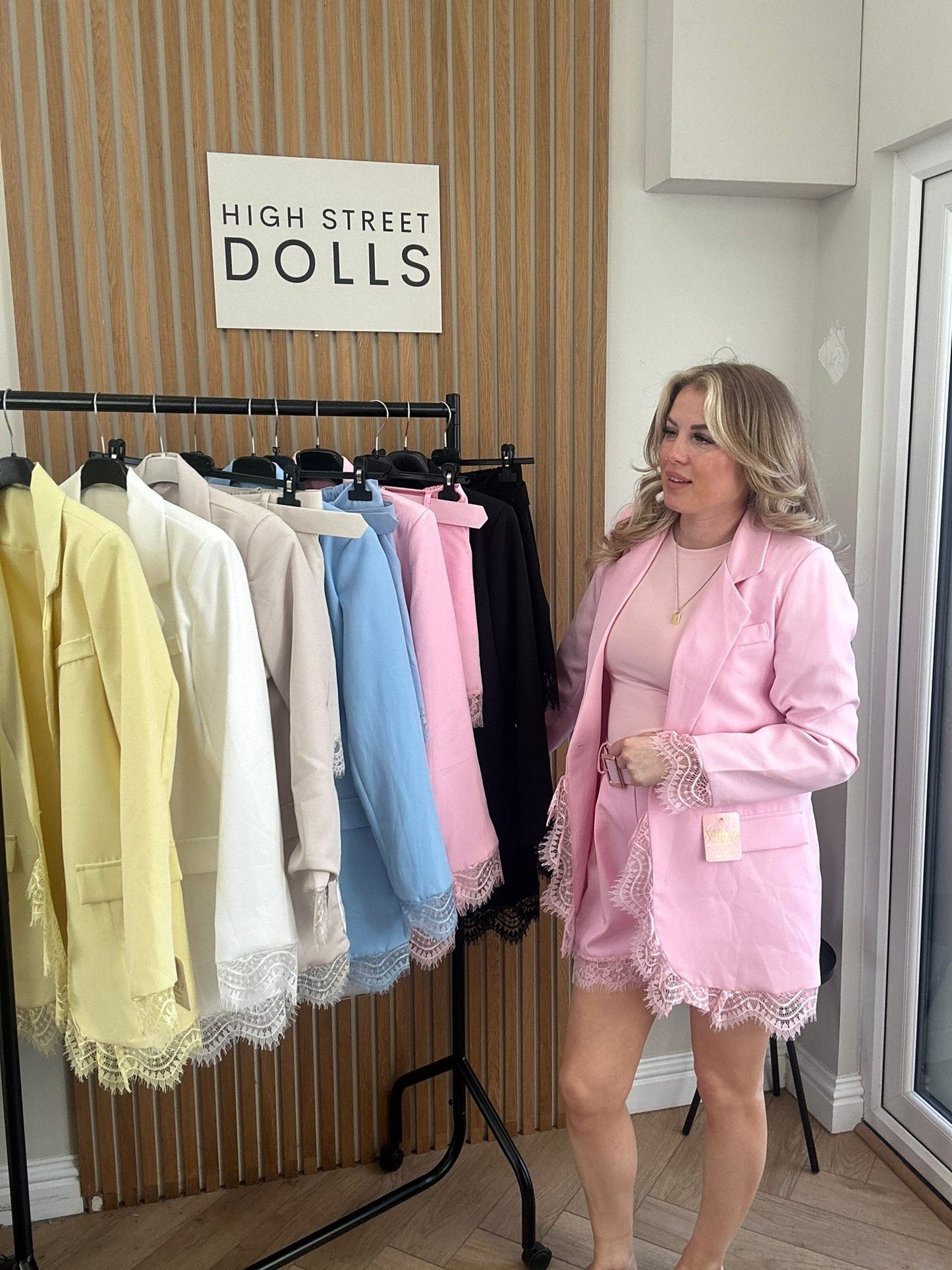 Lucinda Blazer Lace Detail Single Breasted Daywear Evening Wear Winter Spring Summer Pastels