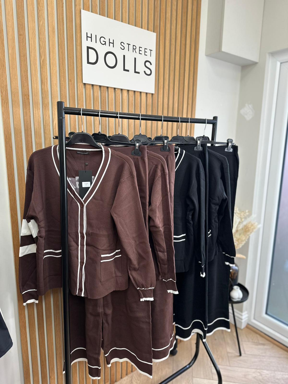 Hadley Knitted Slogan Lounge Set V Neck Cardigan Wide Leg Co Ord Autumn Winter Christmas Knitwear