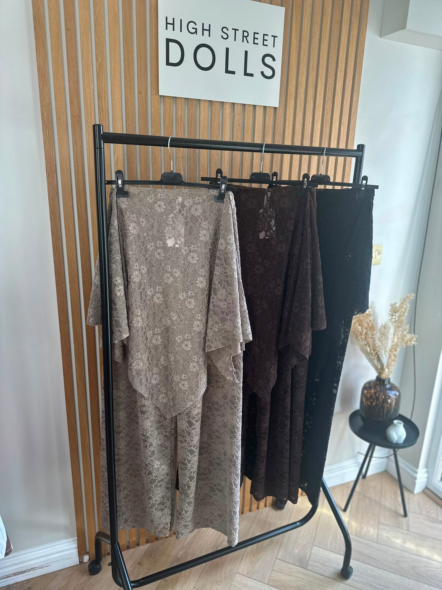 Cecilia Lace Co Ord Poncho Top and Trousers Wide Leg Sheer Evening Outfit