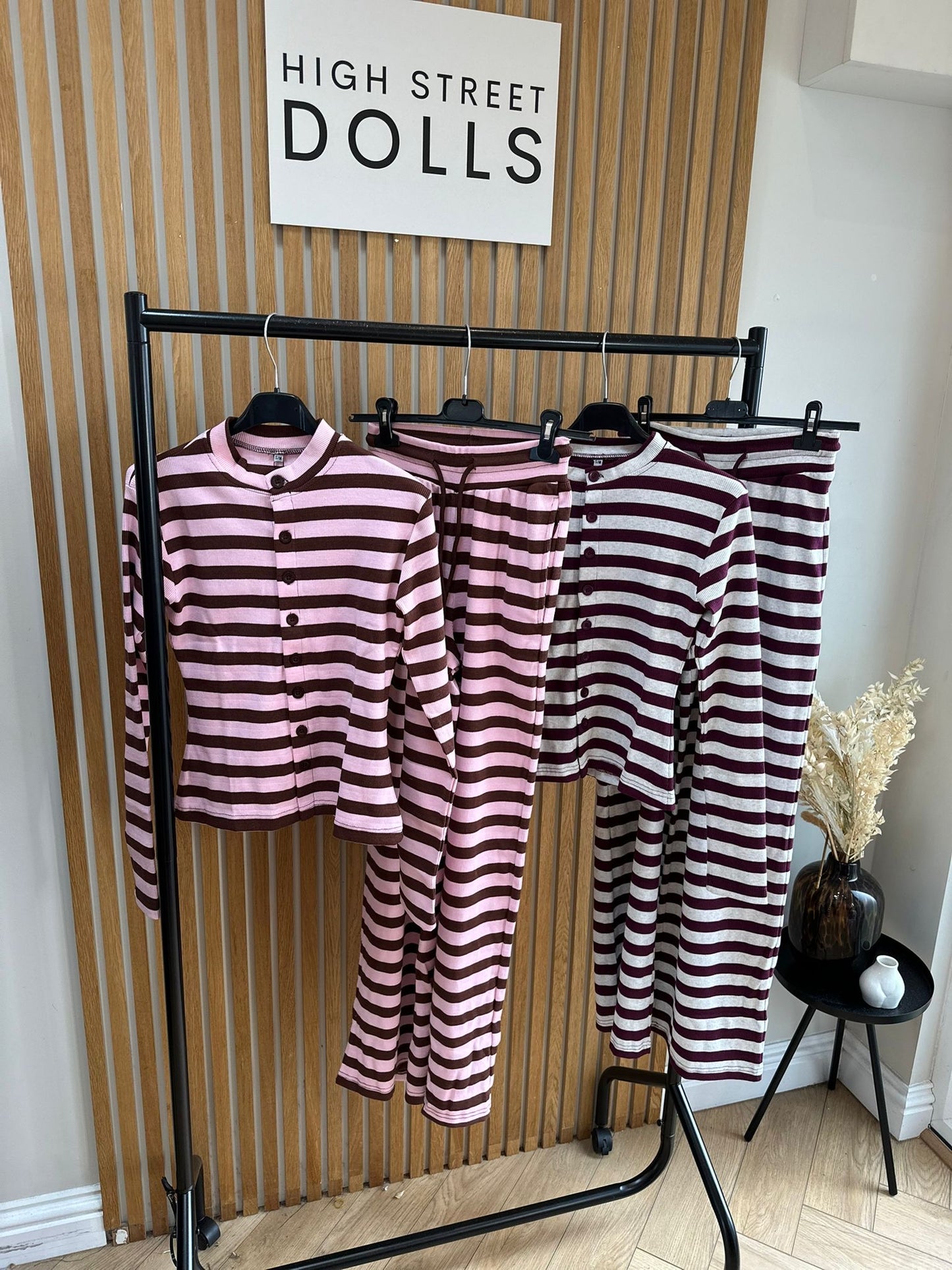 Kady Striped Lounge Set Co Ord Cardigan and Trousers Long Sleeve Top Loungewear Two Piece Spring Summer