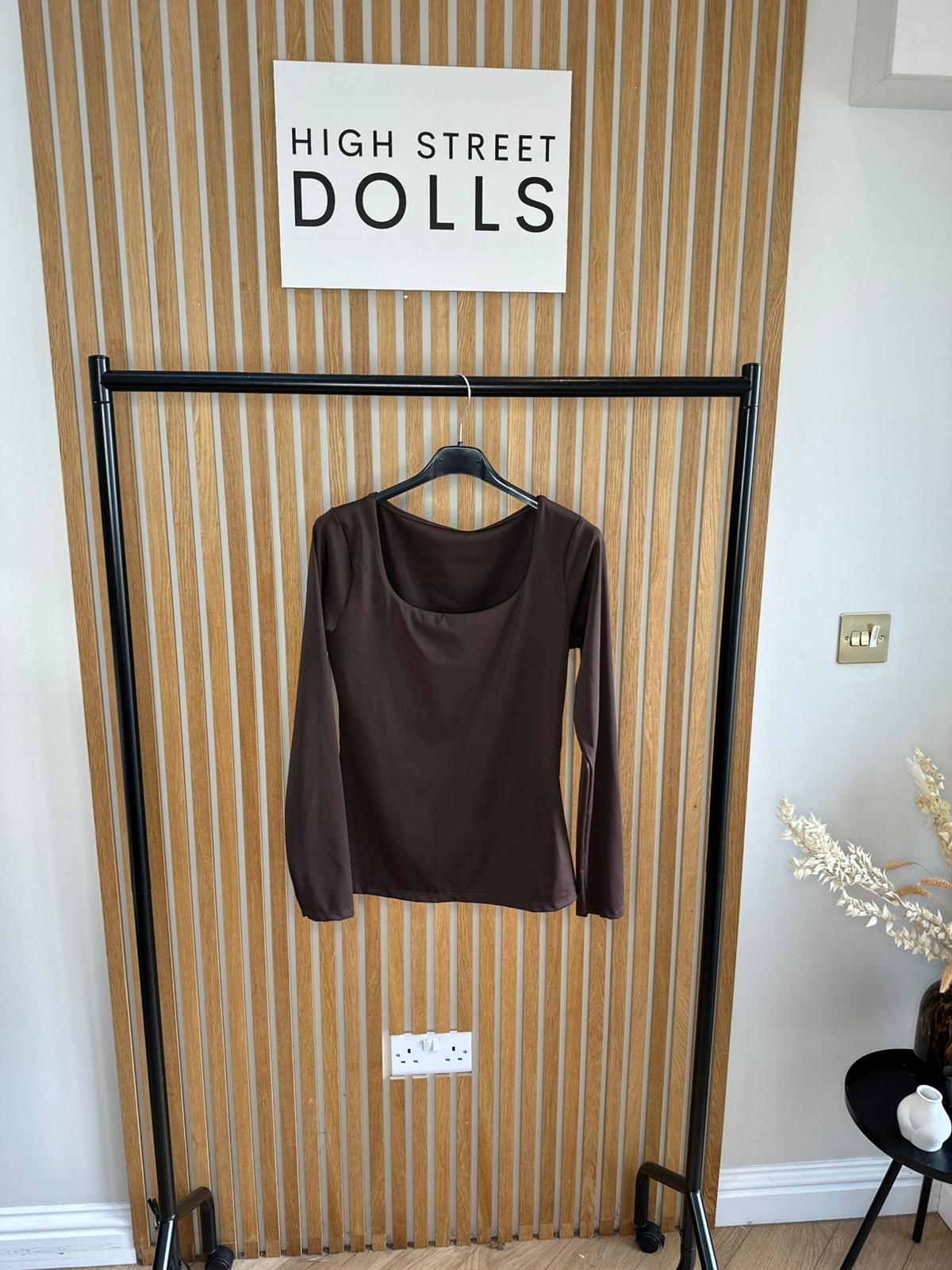 Layla Long Sleeve Fitted T shirt with Low neckline