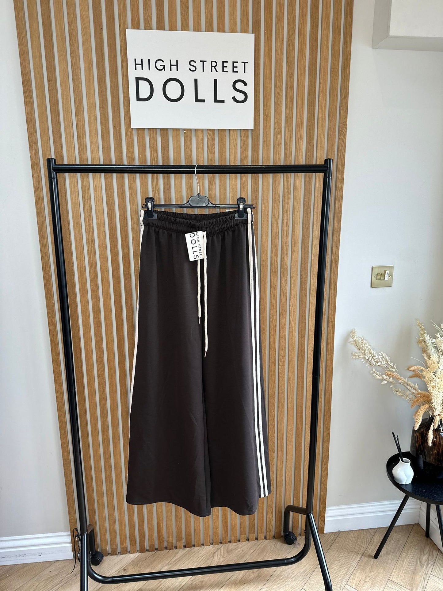 Khloe Trousers Wide Leg Flares Stripe Detail