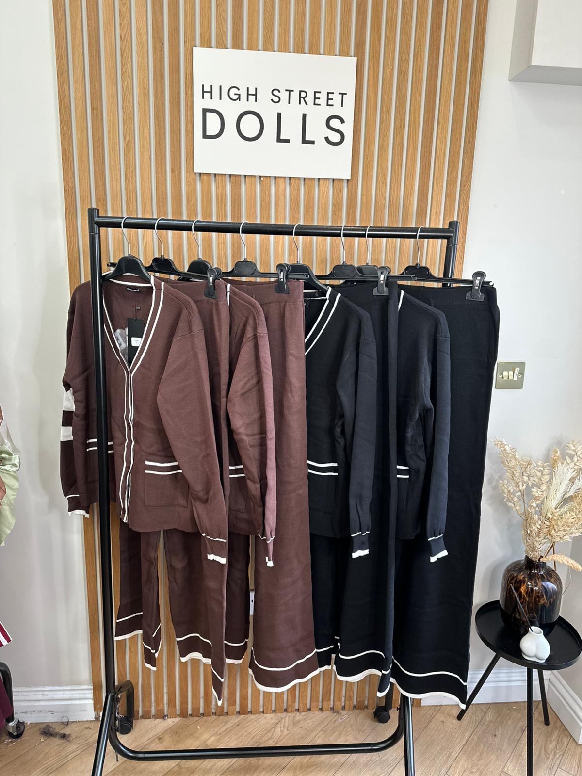 Hadley Knitted Slogan Lounge Set V Neck Cardigan Wide Leg Co Ord Autumn Winter Christmas Knitwear