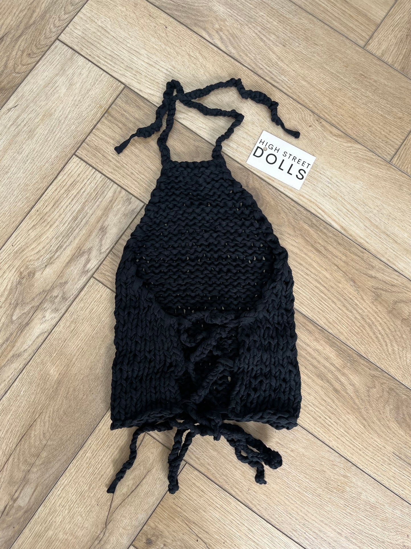 Black Knitted Halter Top Handmade