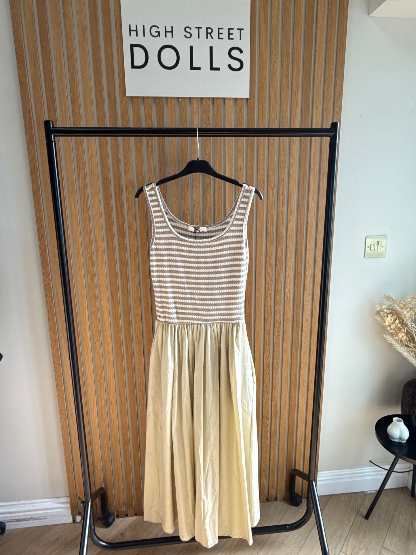 Sophia Maxi Dress Stripe Longline Gathered Skirt Ruffles Stretch Summer Holiday