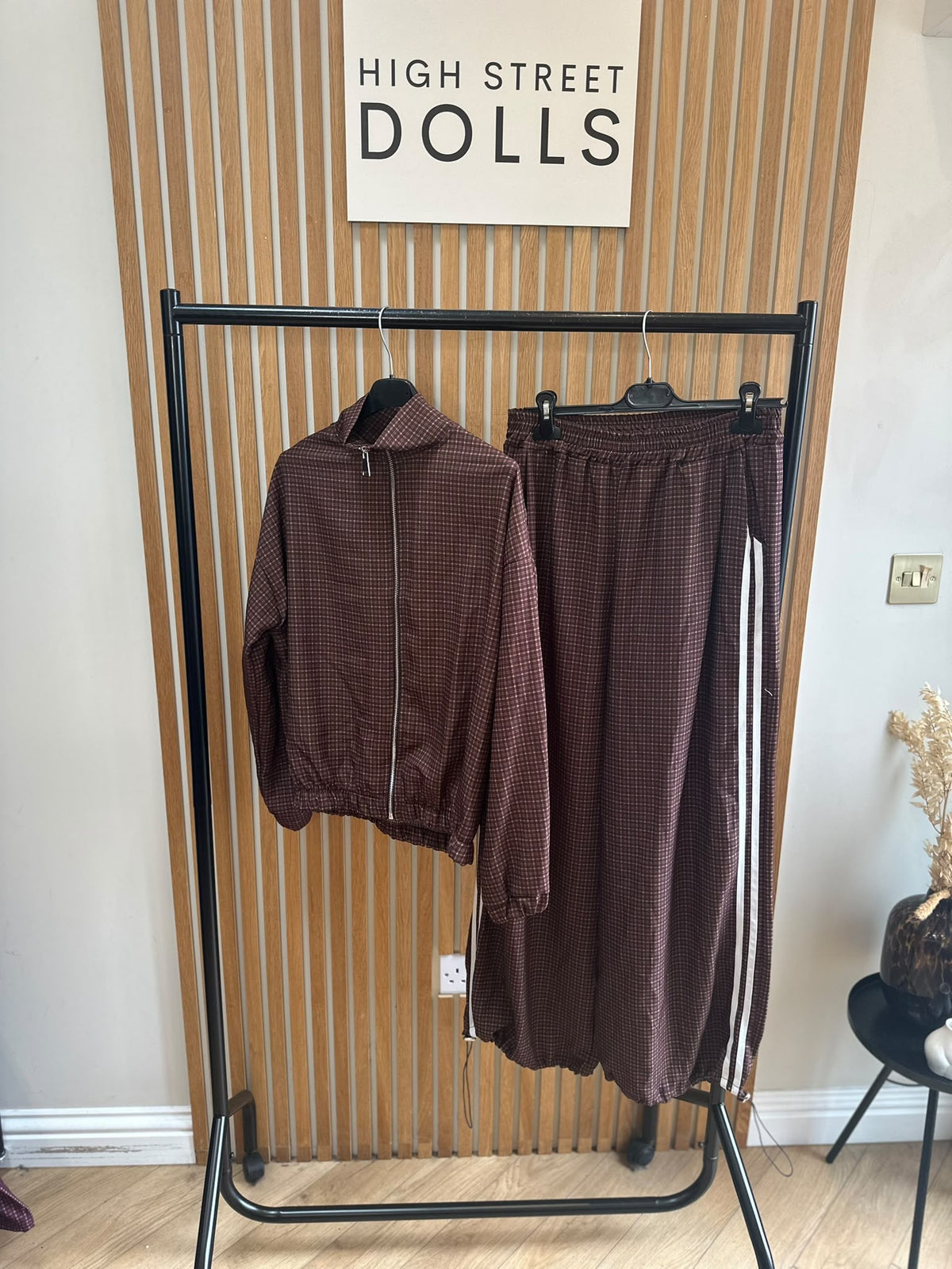 Romy Luxe Tracksuit – Zip Funnel Neck Jacket & Wide Leg Trousers with Stripe Details, Two-Piece Autumn Winter Lounge Co-Ord