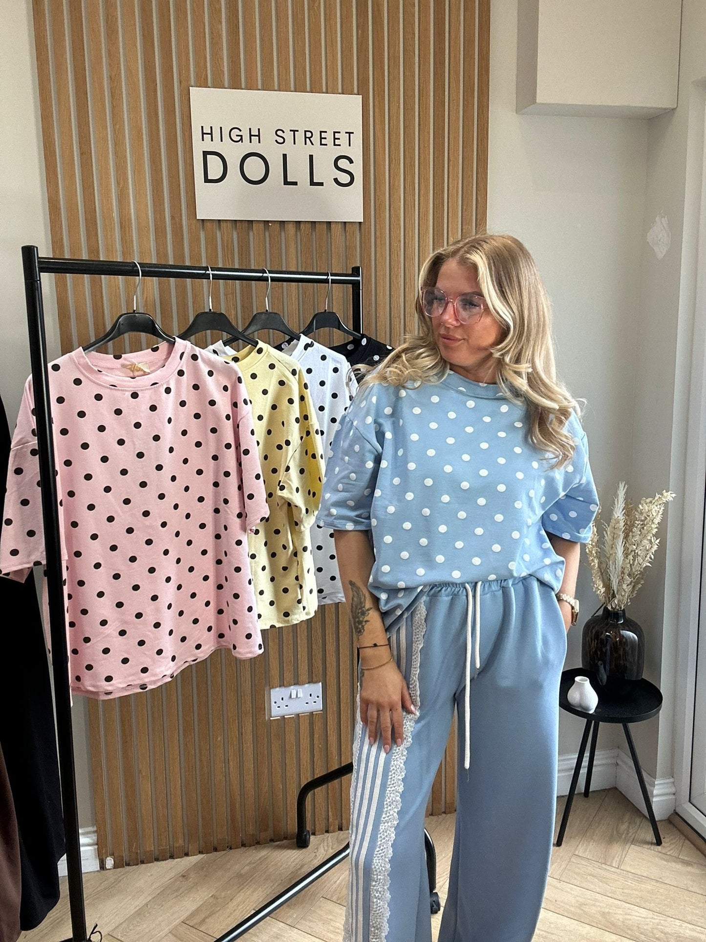 Mabel Polka Dot Oversized T Shirt Short Sleeves Spring Summer Lemon Viral