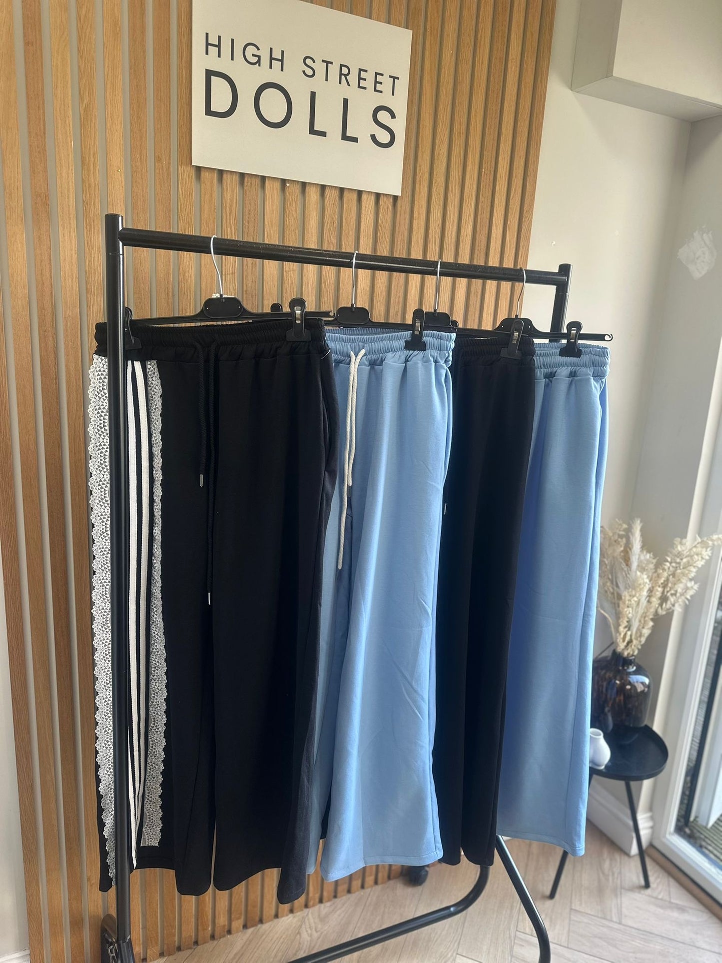 Lacey Wide Leg Trousers Lace Stripe Details Spring Summer Holiday