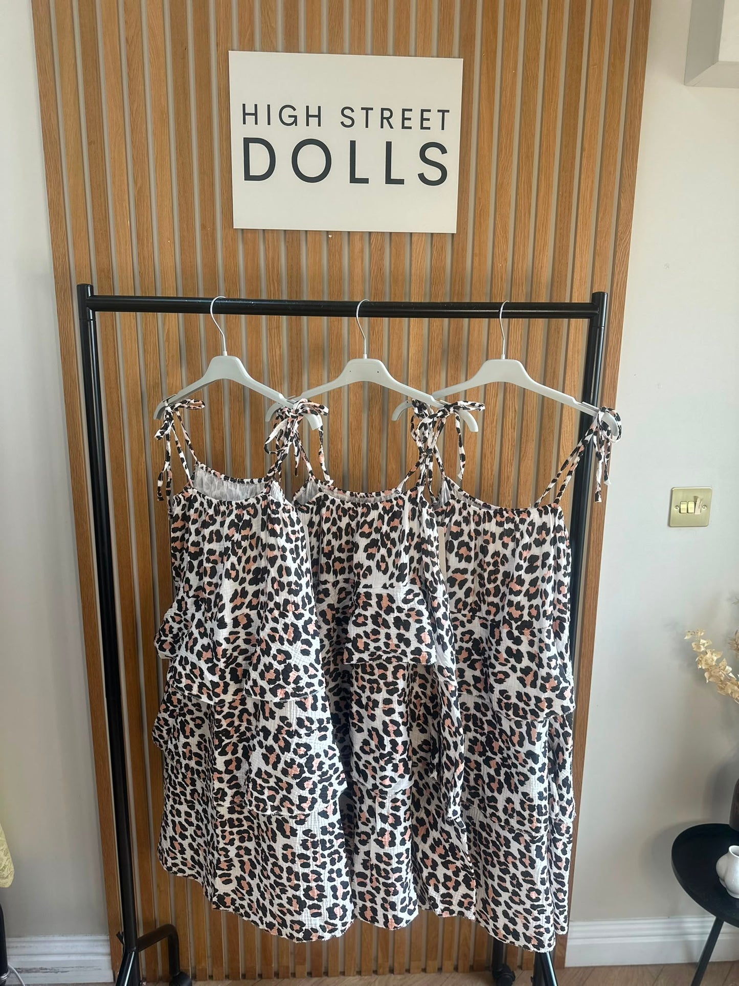 Kira Leopard Print Strap Dress Cheesecloth Ruffle Dress Gathered Short Summer Dress Holiday Beach Casual Daywear