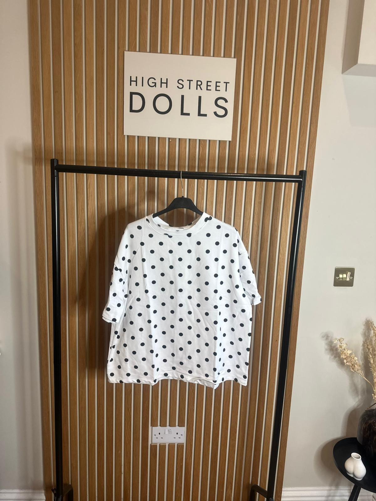 Mabel Polka Dot Oversized T Shirt Short Sleeves Spring Summer Lemon Viral