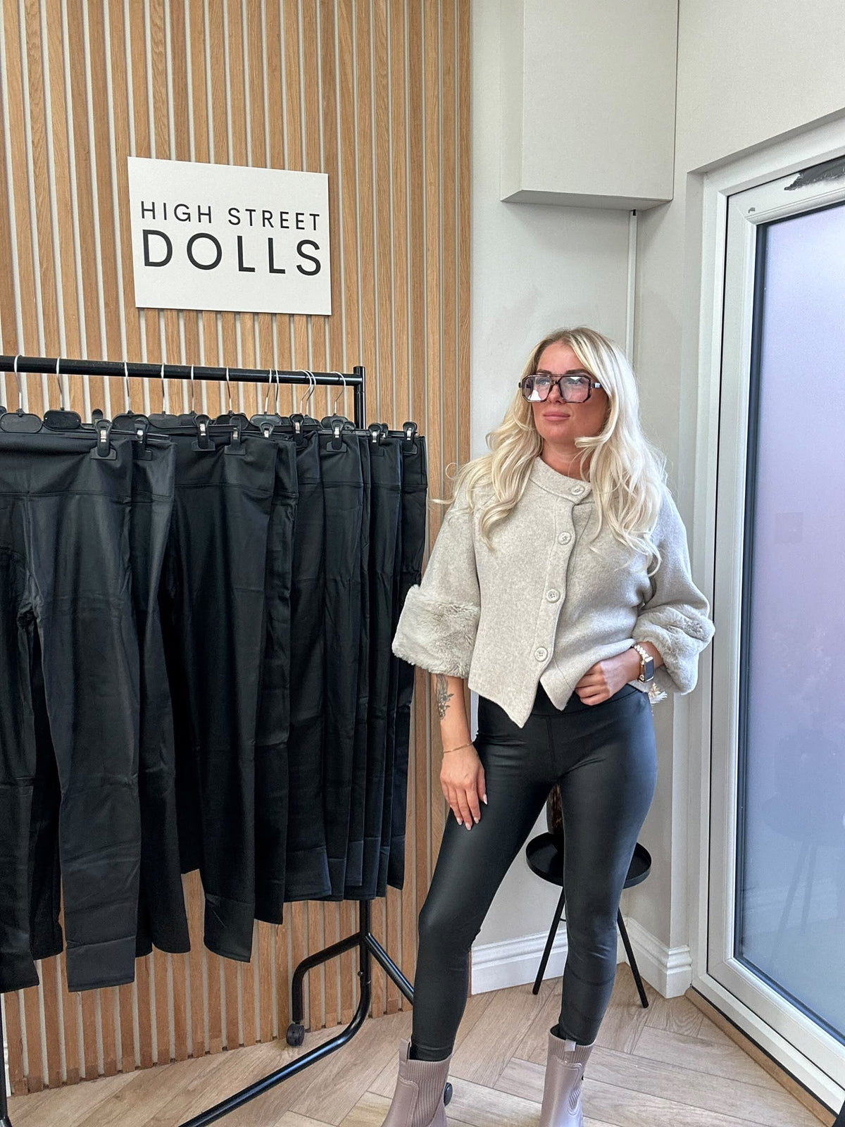 Naomi PU Leather Look Leggings Trousers High Waisted Fitted Style Autumn Winter
