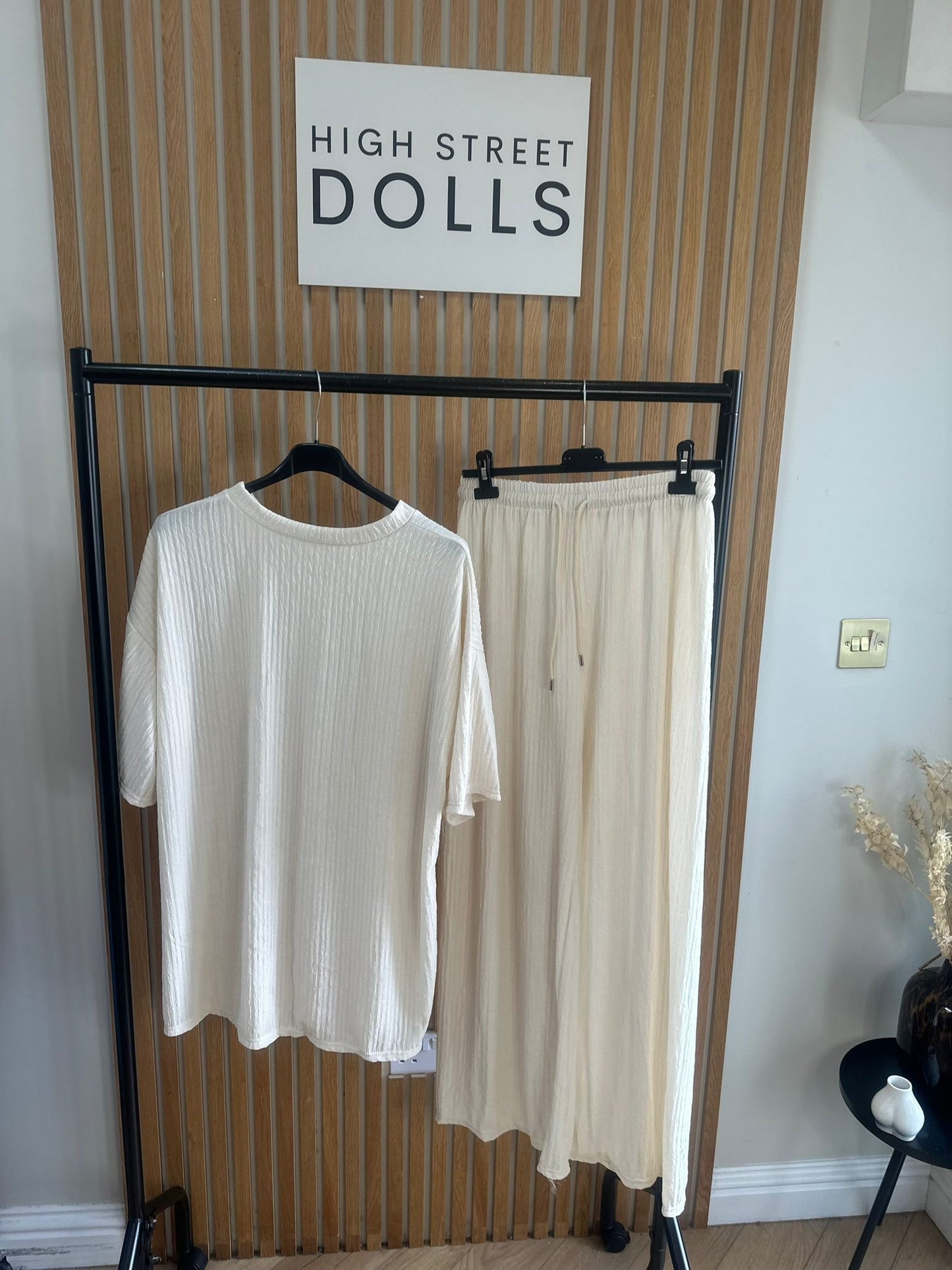 Maddison T Shirt and Trouser Set  Summer Outfit Holiday Set Crinkle Fabric Two Piece Co Ord