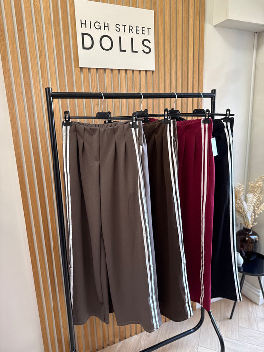 Nova Striped Wide-Leg Flare Trousers Joggers Statement Stripe Detail Spring Summer Autumn
