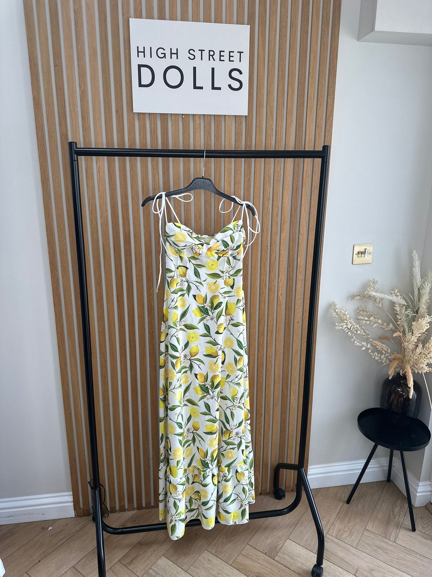 Valencia Lemon Longline Dress Printed spaghetti strap dress