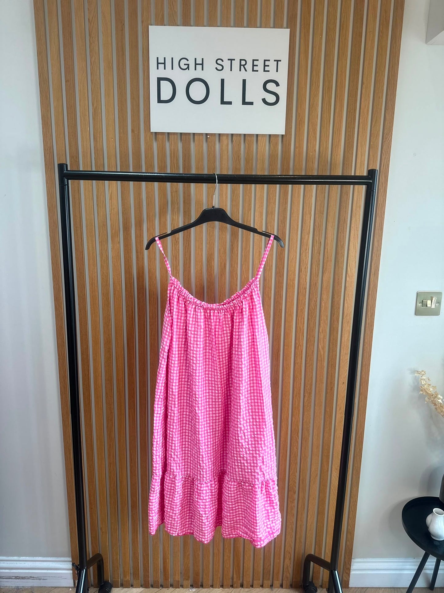 Dotty Ruffle Dress Gingham Print Summer Holiday Short Dress