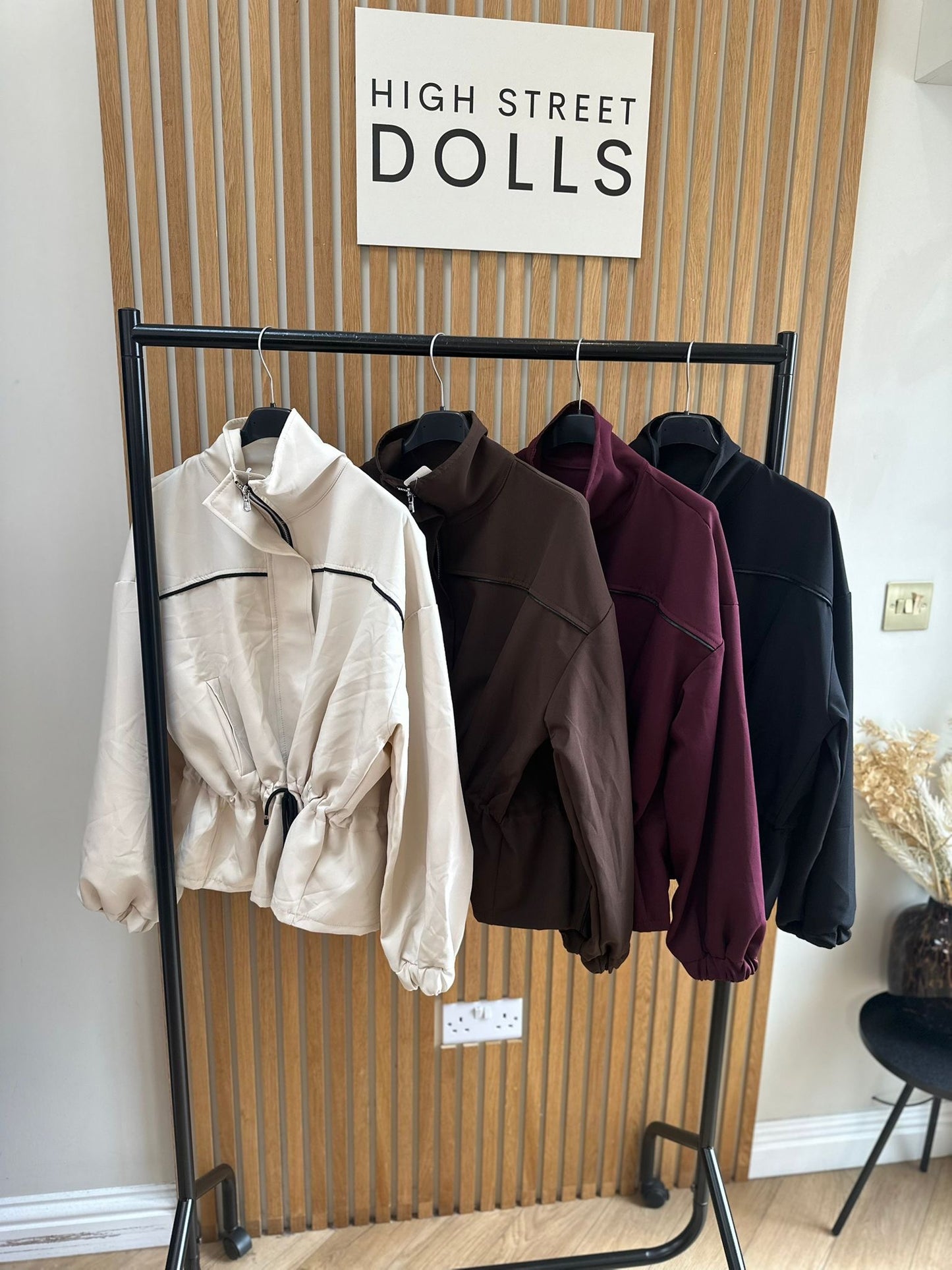 Mia Peplum Jacket – Women’s Sporty Lightweight Cover-Up, Autumn/Winter Layer with Piping Details, Cinched Waistline & Funnel Neckline