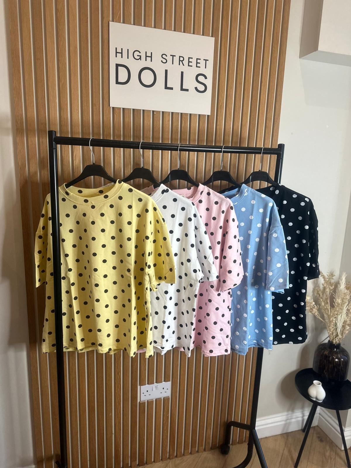 Mabel Polka Dot Oversized T Shirt Short Sleeves Spring Summer Lemon Viral
