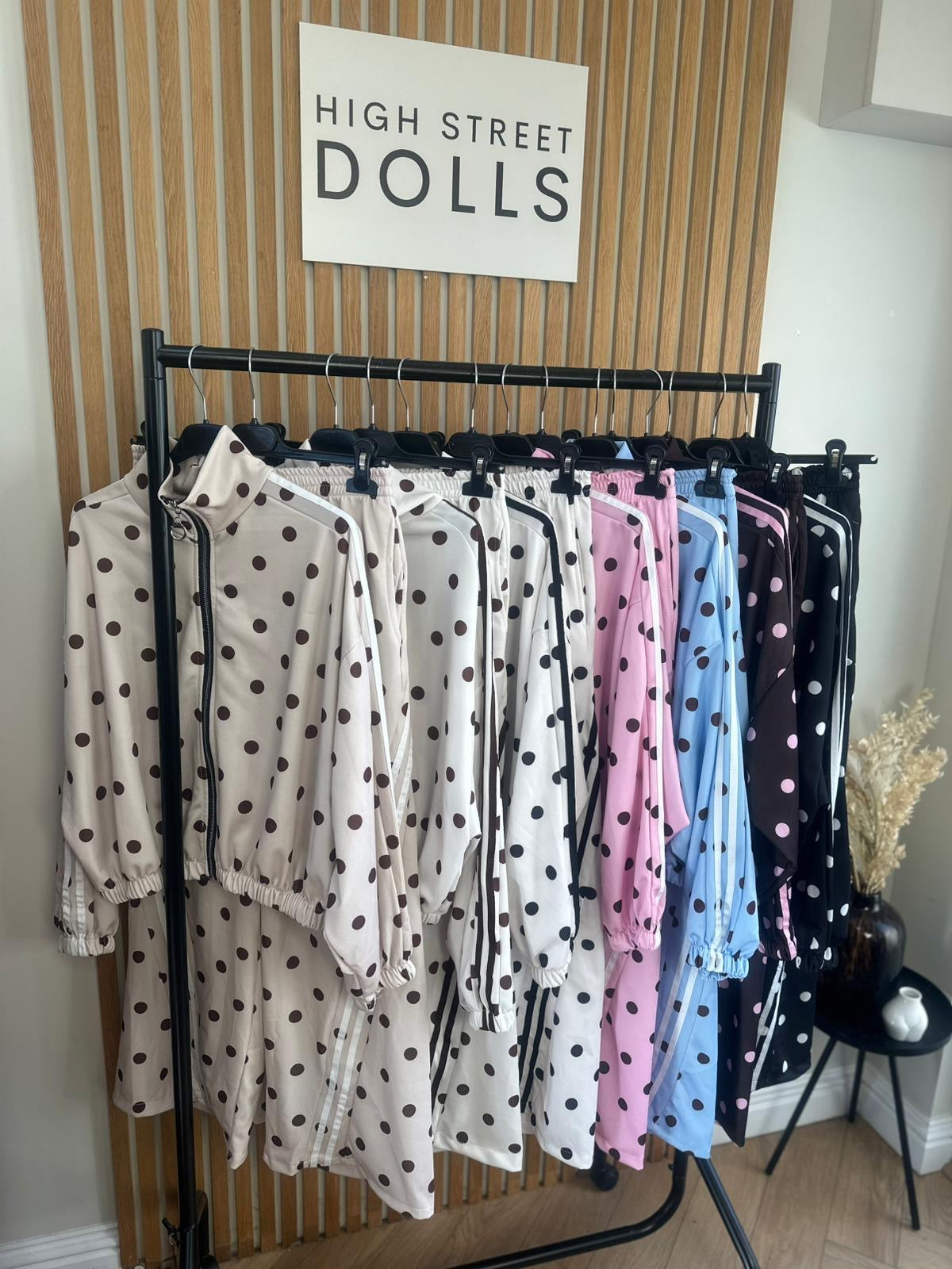 Rouge Polka Dot Bomber Jacket and Wide Leg Trousers Lounge Set Spring Summer Women’s Two Piece Co Ord Trending Viral Print Stripe Detail