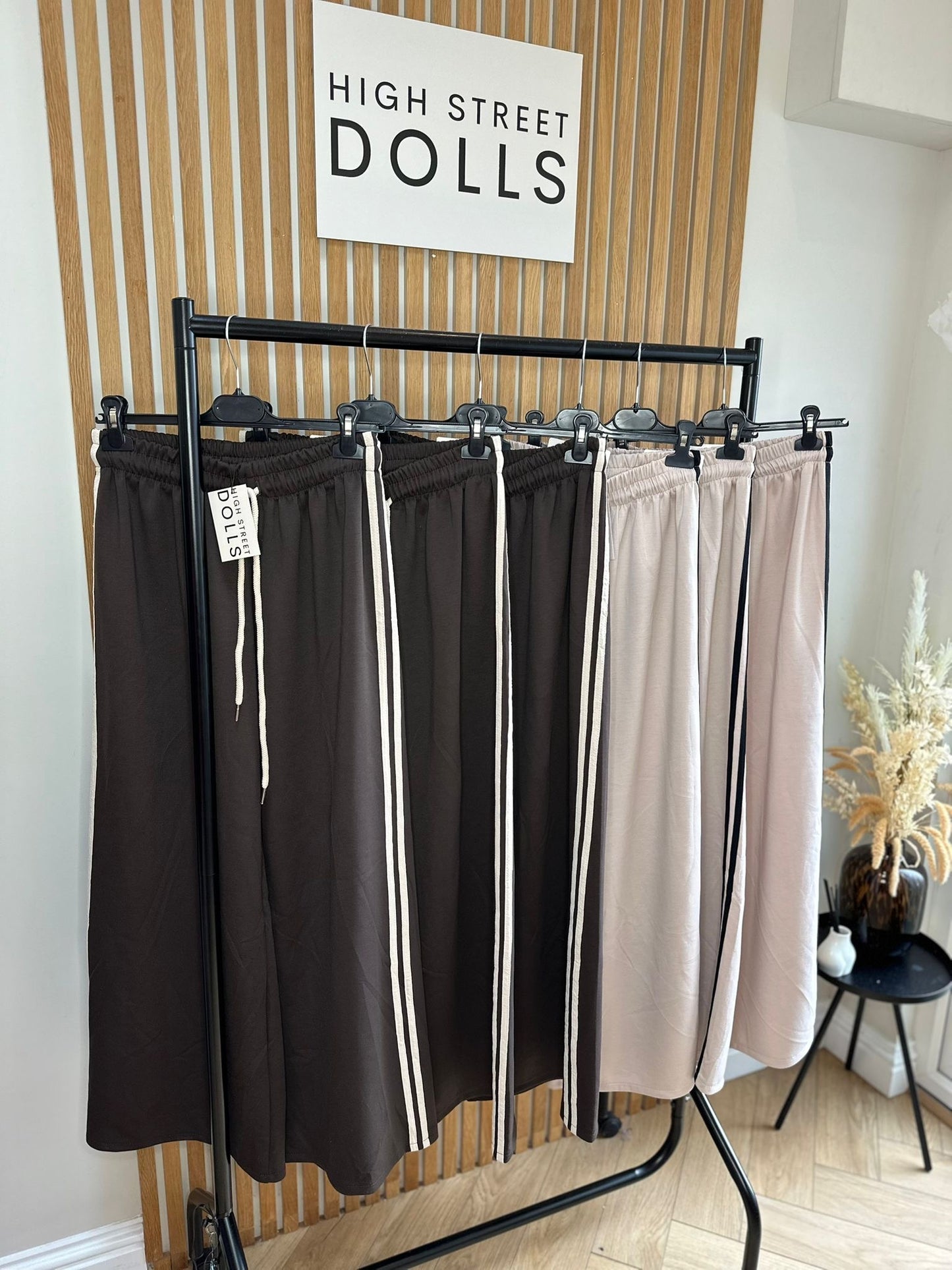 Khloe Trousers Wide Leg Flares Stripe Detail