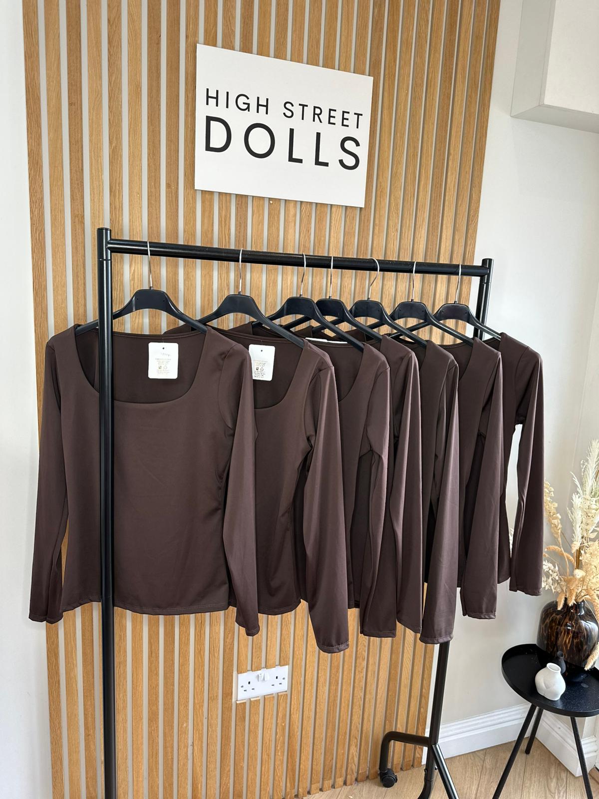 Layla Long Sleeve Fitted T shirt with Low neckline