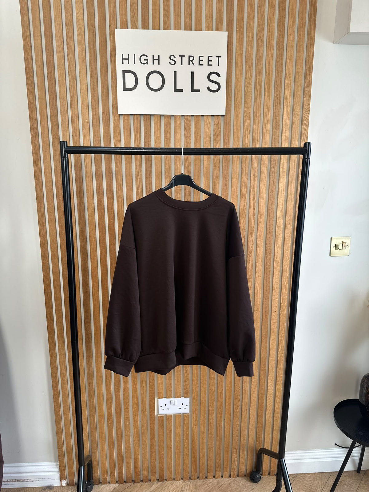 Marnie Chocolate Brown Oversized Jumper with Leopard Print Slogan | Autumn/Winter
