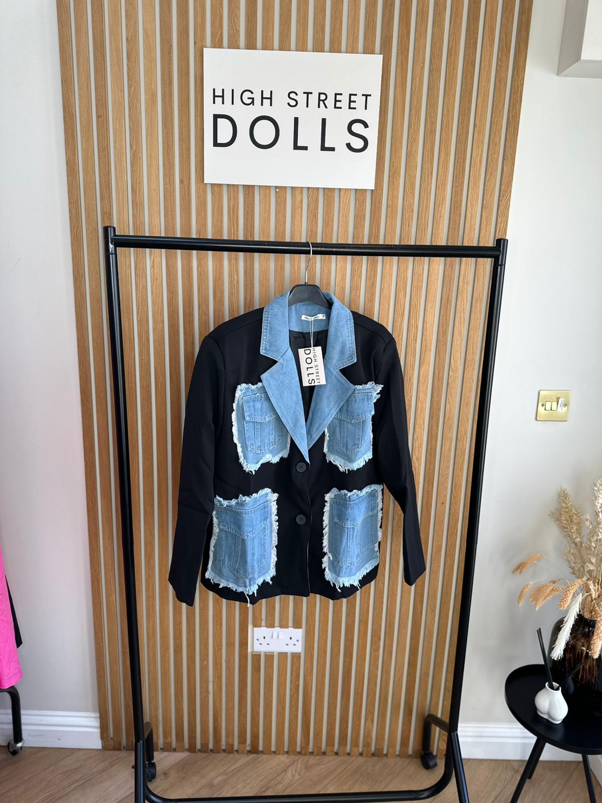 Hailey Blazer Denim Pockets Womens Jacket