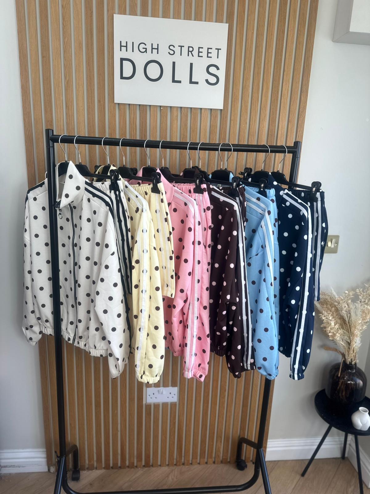 Harlo Polka Dot Print Bomber Jacket and Shorts Holiday Spring Summer Women’s two piece co-ord Trending Viral Print Stripe Detail