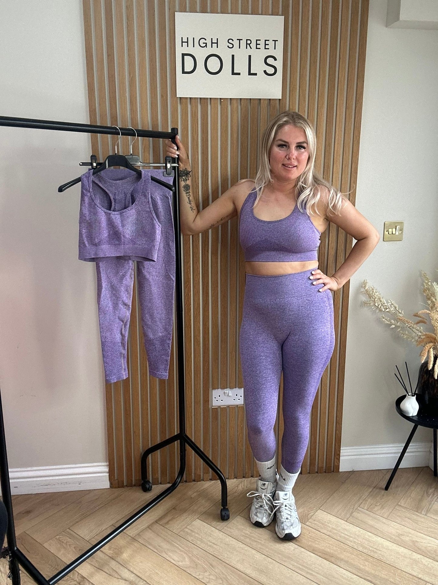 BodiBlossom Activewear Gym Set Lilac Sports Bra and Leggings