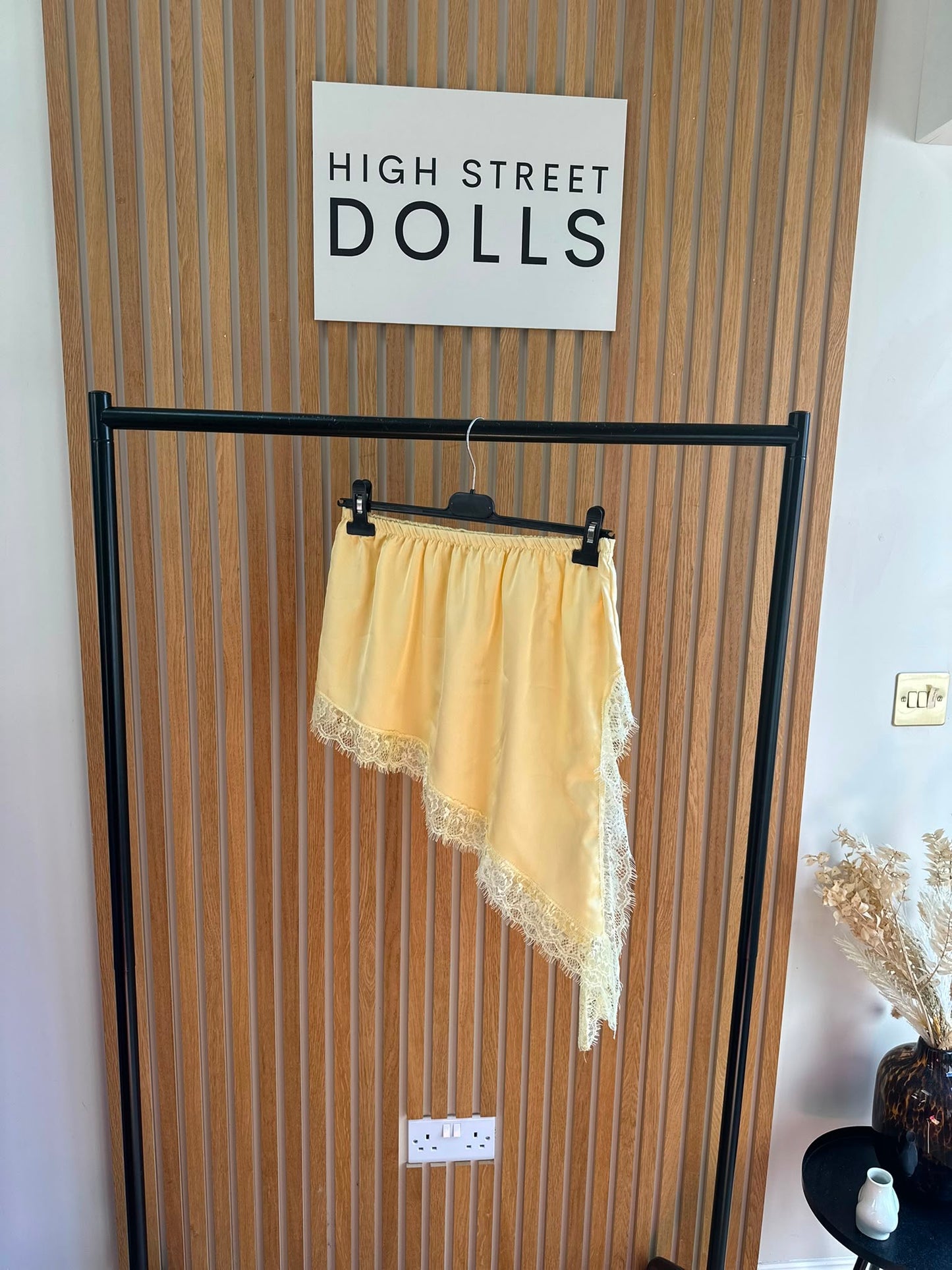 Golden Hour Mini Skirt Lace Details Asymmetrical Satin Summer Holiday
