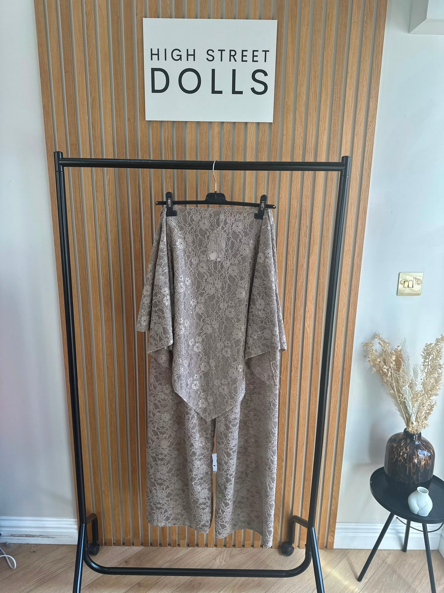 Cecilia Lace Co Ord Poncho Top and Trousers Wide Leg Sheer Evening Outfit