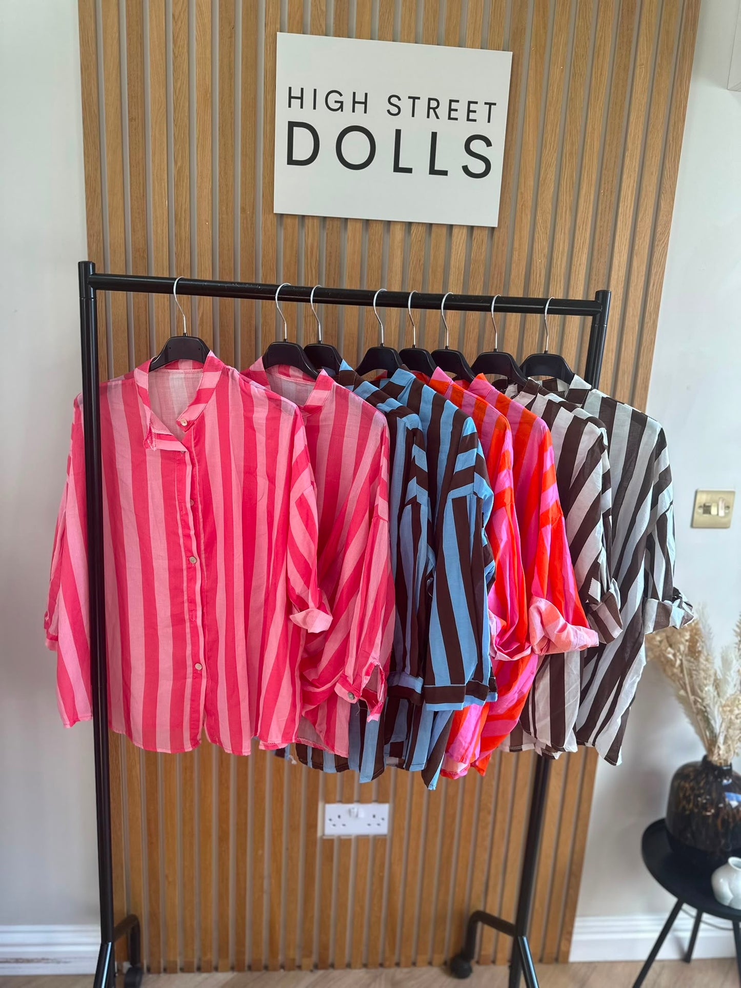 Coral Oversized Striped Shirt Bold Bright Summer Holiday Style