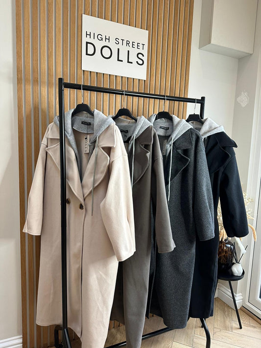 Hooded Duster Coat longline duffle oversized women’s jacket