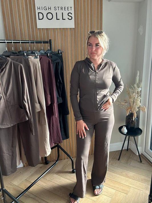 Jodie Activewear Lycra Lounge Set Hooded Zip up Jacket and Trousers