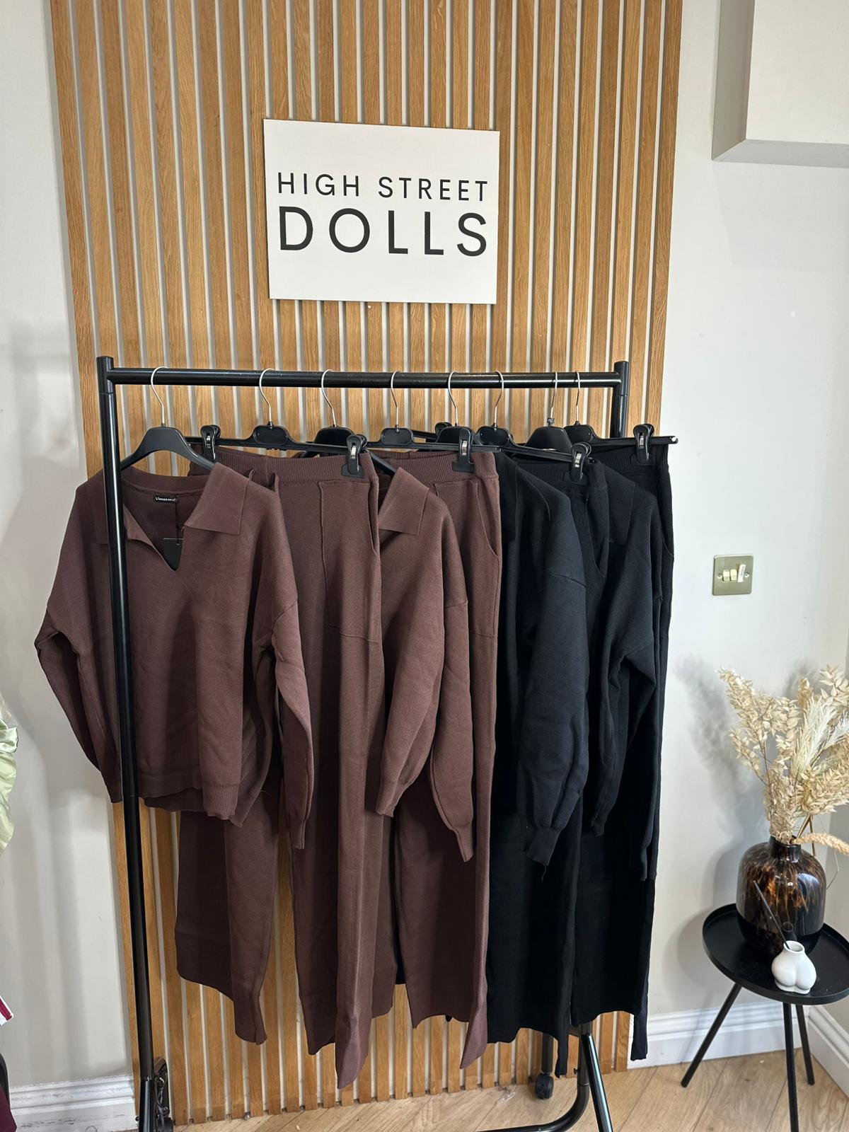 Mavis Knitted Lounge Set V Neck Sweater Wide Leg Co Ord Autumn Winter Christmas Knitwear