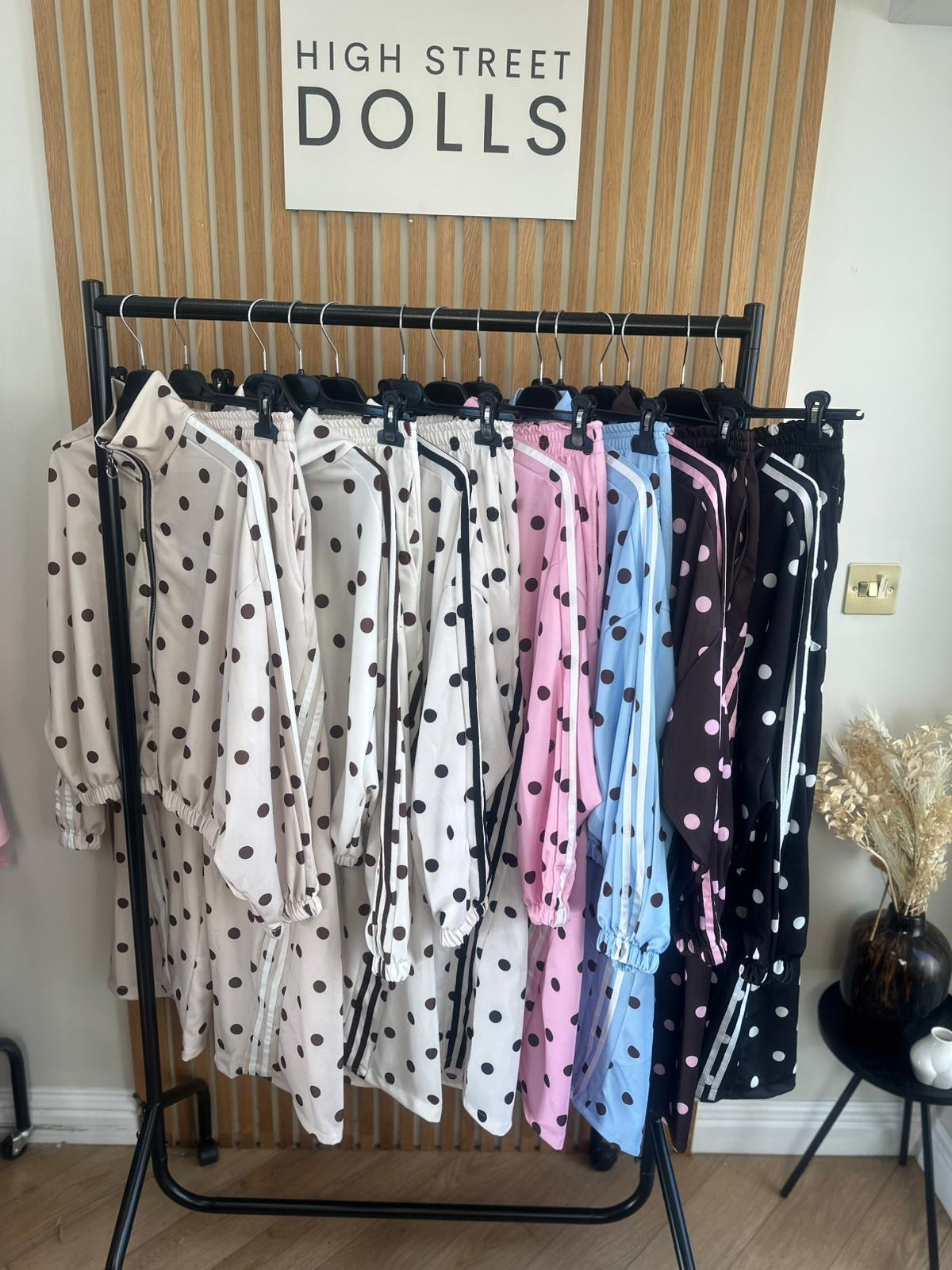 Rouge Polka Dot Bomber Jacket and Wide Leg Trousers Lounge Set Spring Summer Women’s Two Piece Co Ord Trending Viral Print Stripe Detail