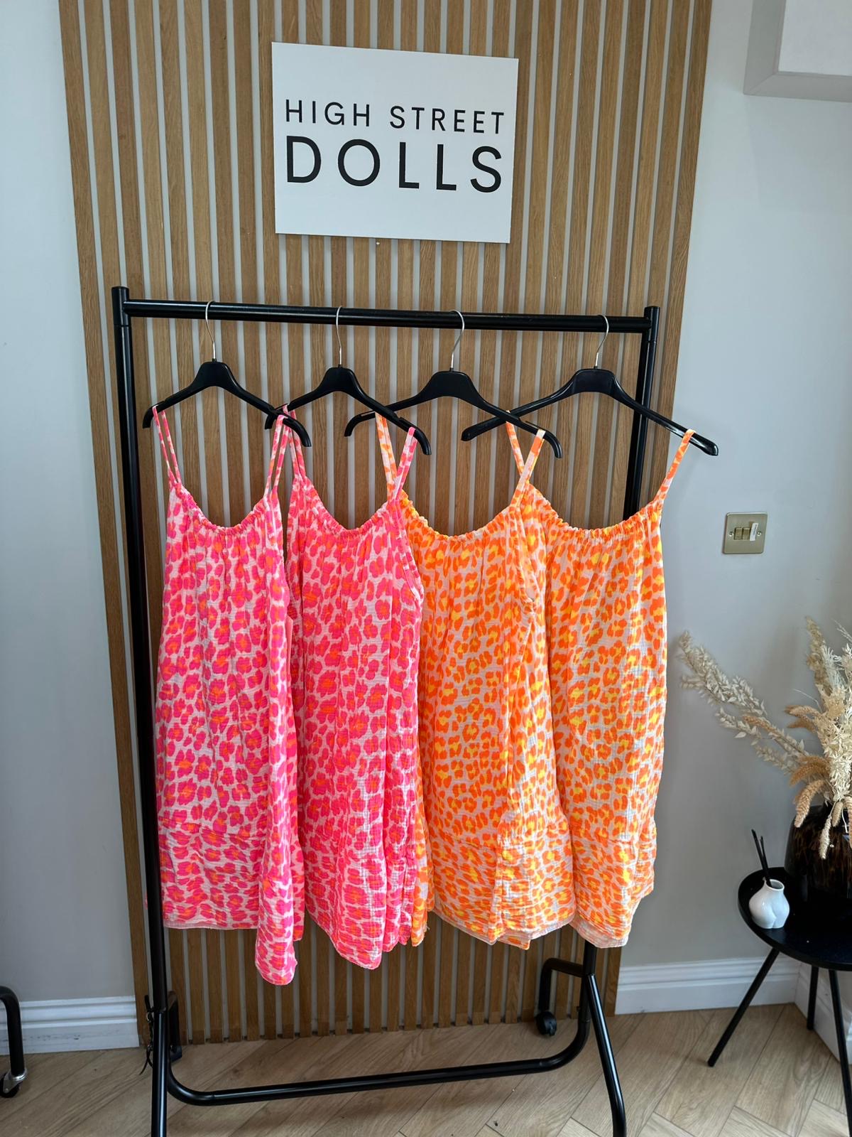 Delilah Cheesecloth Printed Dress Mini Length Leopard Print Holiday Summer