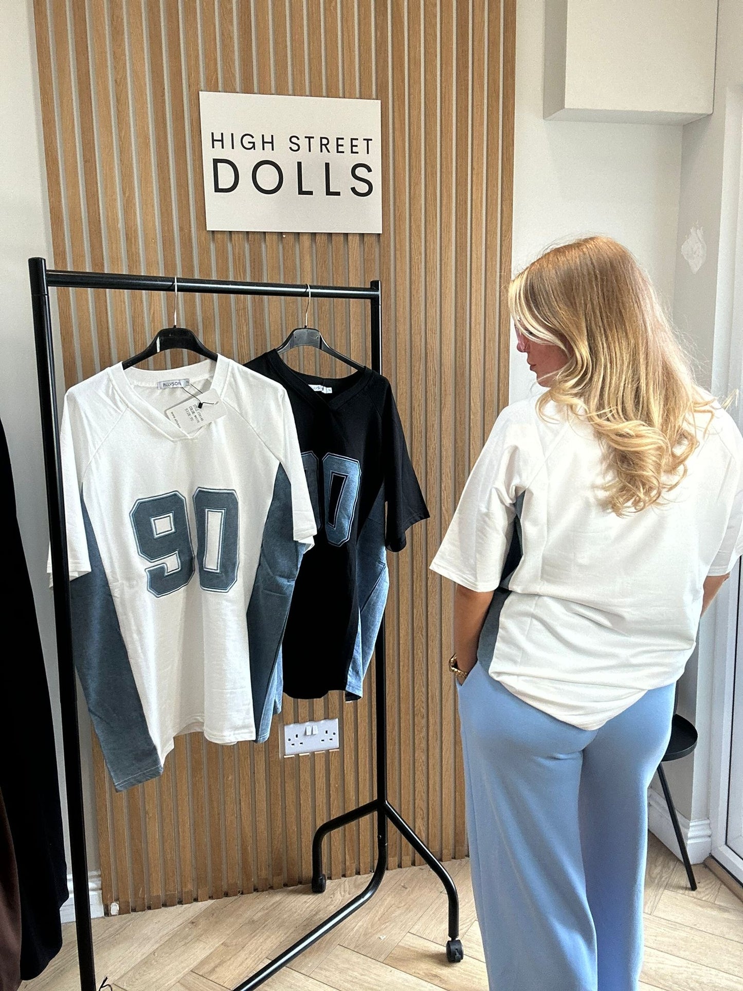 Darcie Baseball T Shirt Short Sleeves Slogan Denim Top Spring Summer Holiday