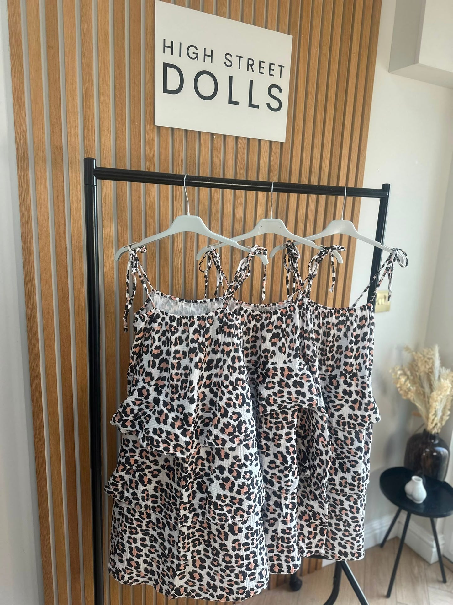 Kira Leopard Print Strap Dress Cheesecloth Ruffle Dress Gathered Short Summer Dress Holiday Beach Casual Daywear