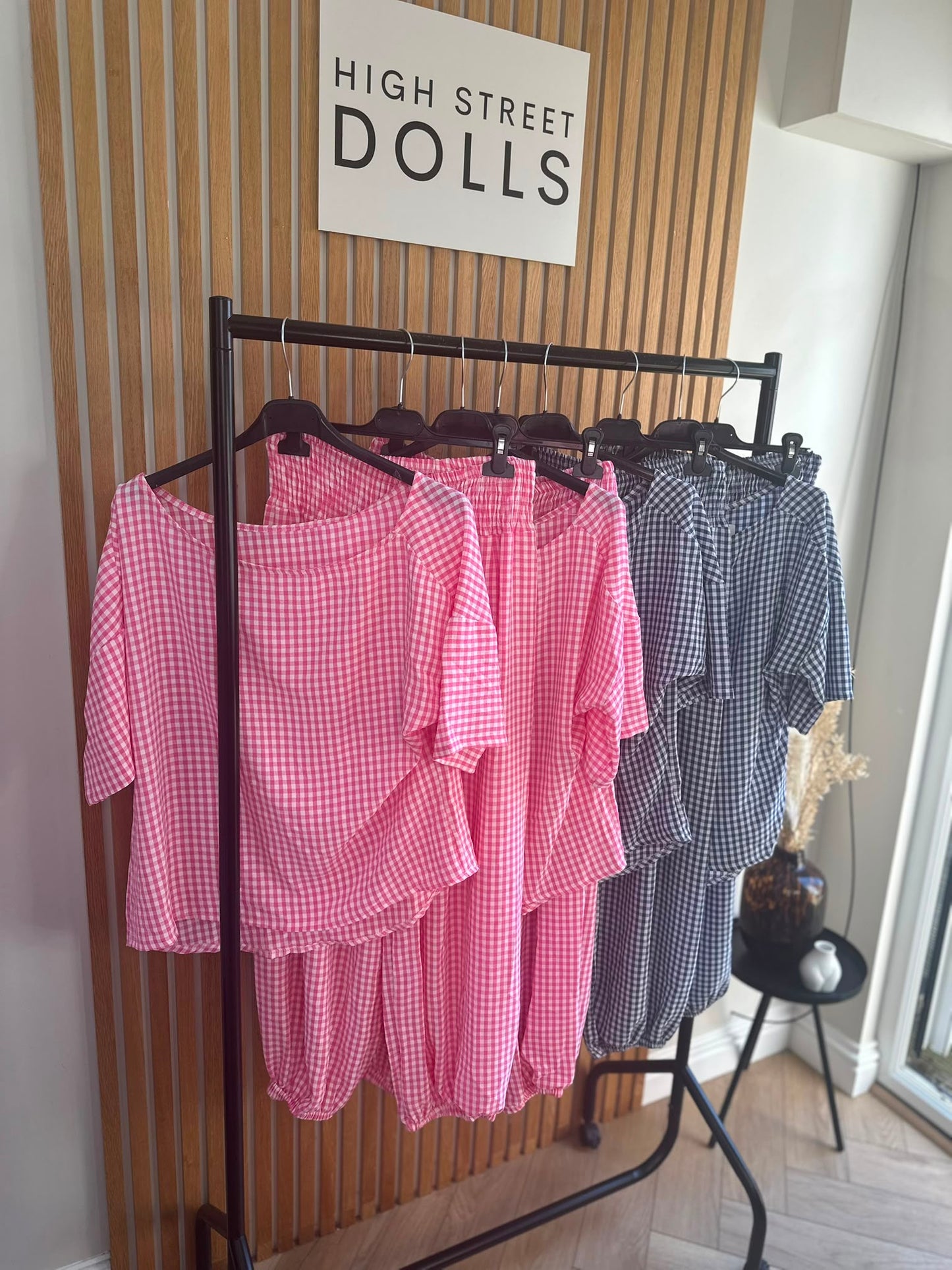 Shelley Gingham Co Ord Top and Trouser Set Summer Holiday Light Weight Material