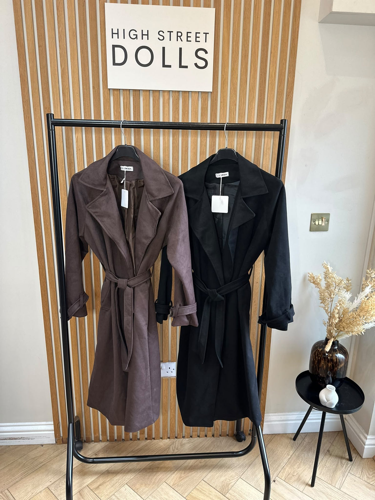Aislinn Luxe Suede Midi Trench Coat – Autumn Winter Belted Jacket